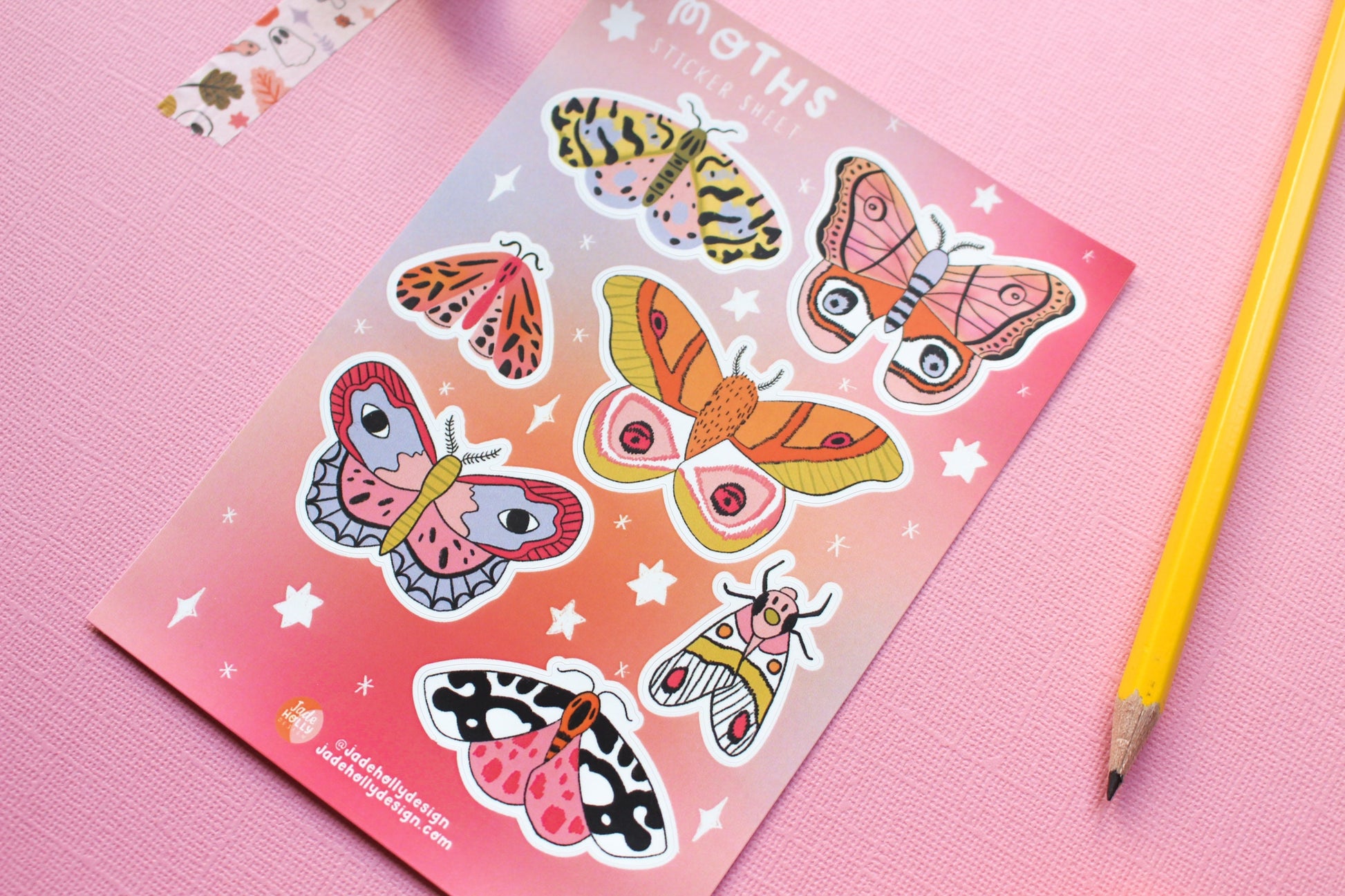 Moth Vinyl Sticker Sheet - journal stickers, scrapbook stickers, planner, autumnal