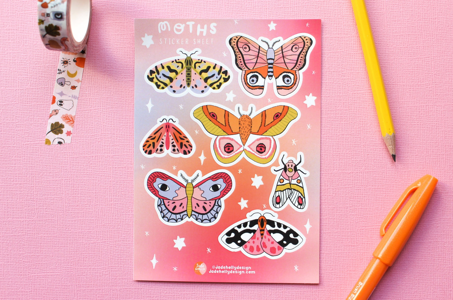 Moth Vinyl Sticker Sheet - journal stickers, scrapbook stickers, planner, autumnal