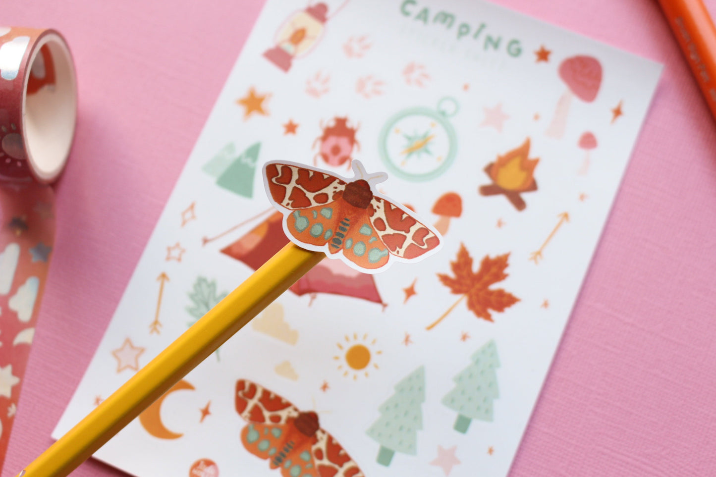 Camping Vinyl Sticker Sheet - journal stickers, scrapbook stickers, planner,