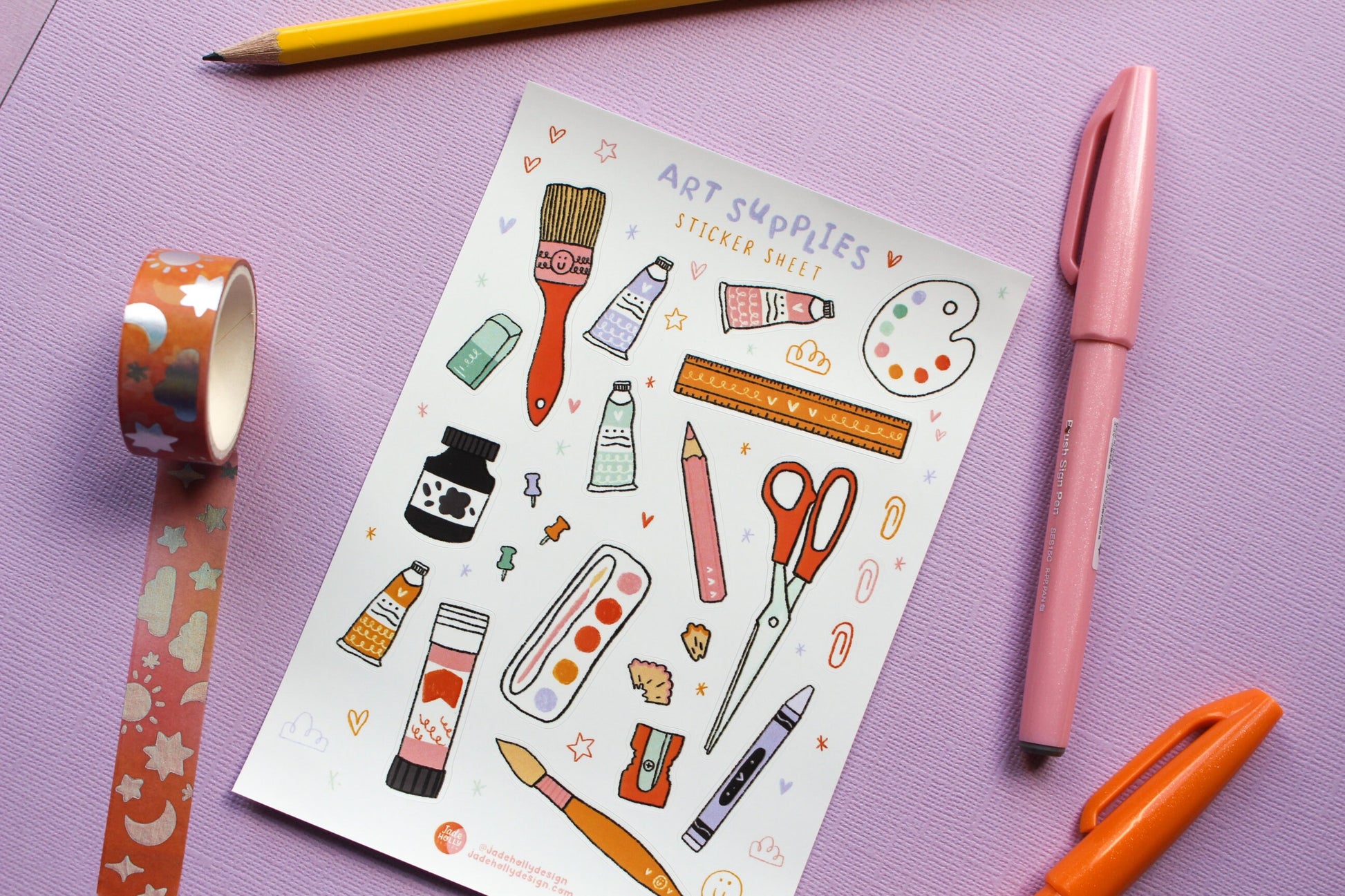 Art Supplies Vinyl Sticker Sheet - journal stickers, scrapbook stickers, planner,
