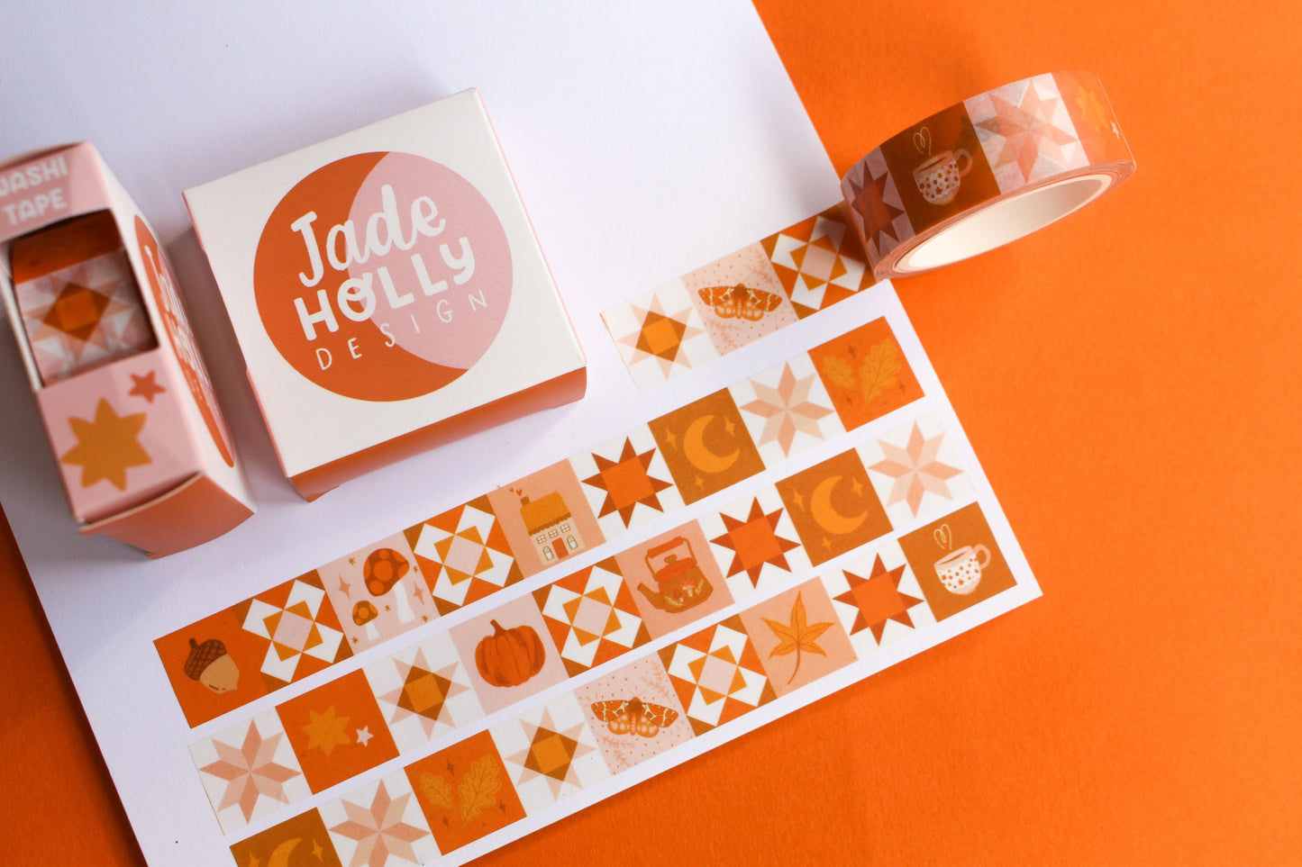 Autumn Patchwork Washi Tape, Mushroom, Witch, Halloween, Decorative Tape