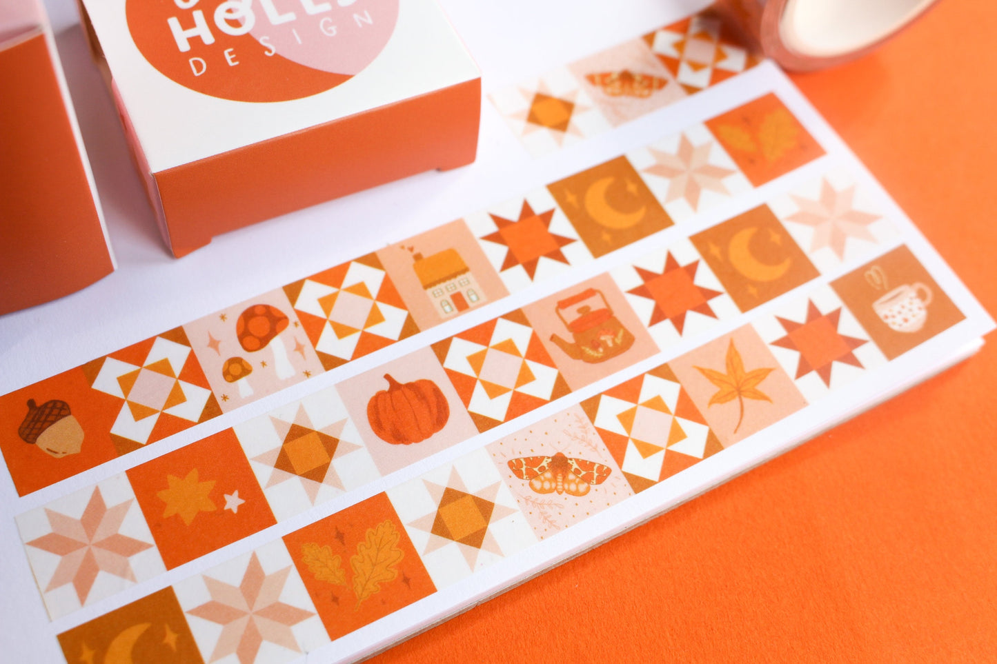 Autumn Patchwork Washi Tape, Mushroom, Witch, Halloween, Decorative Tape