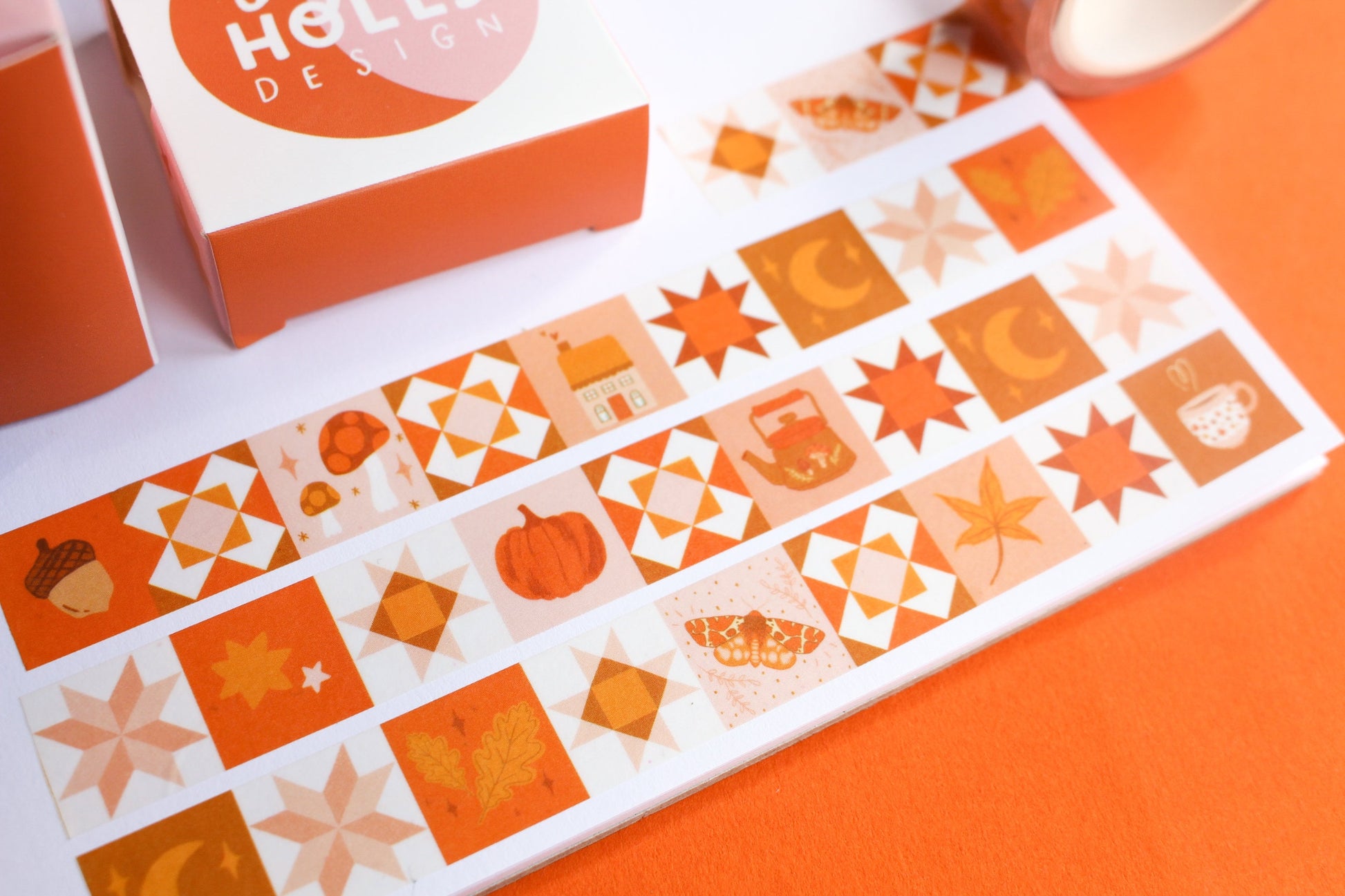 Autumn Patchwork Washi Tape, Mushroom, Witch, Halloween, Decorative Tape