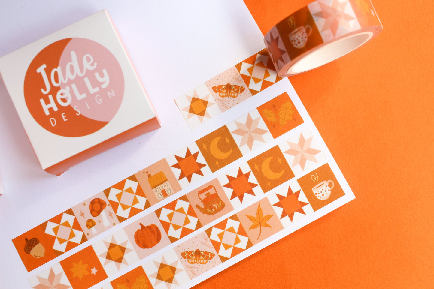 Autumn Patchwork Washi Tape, Mushroom, Witch, Halloween, Decorative Tape