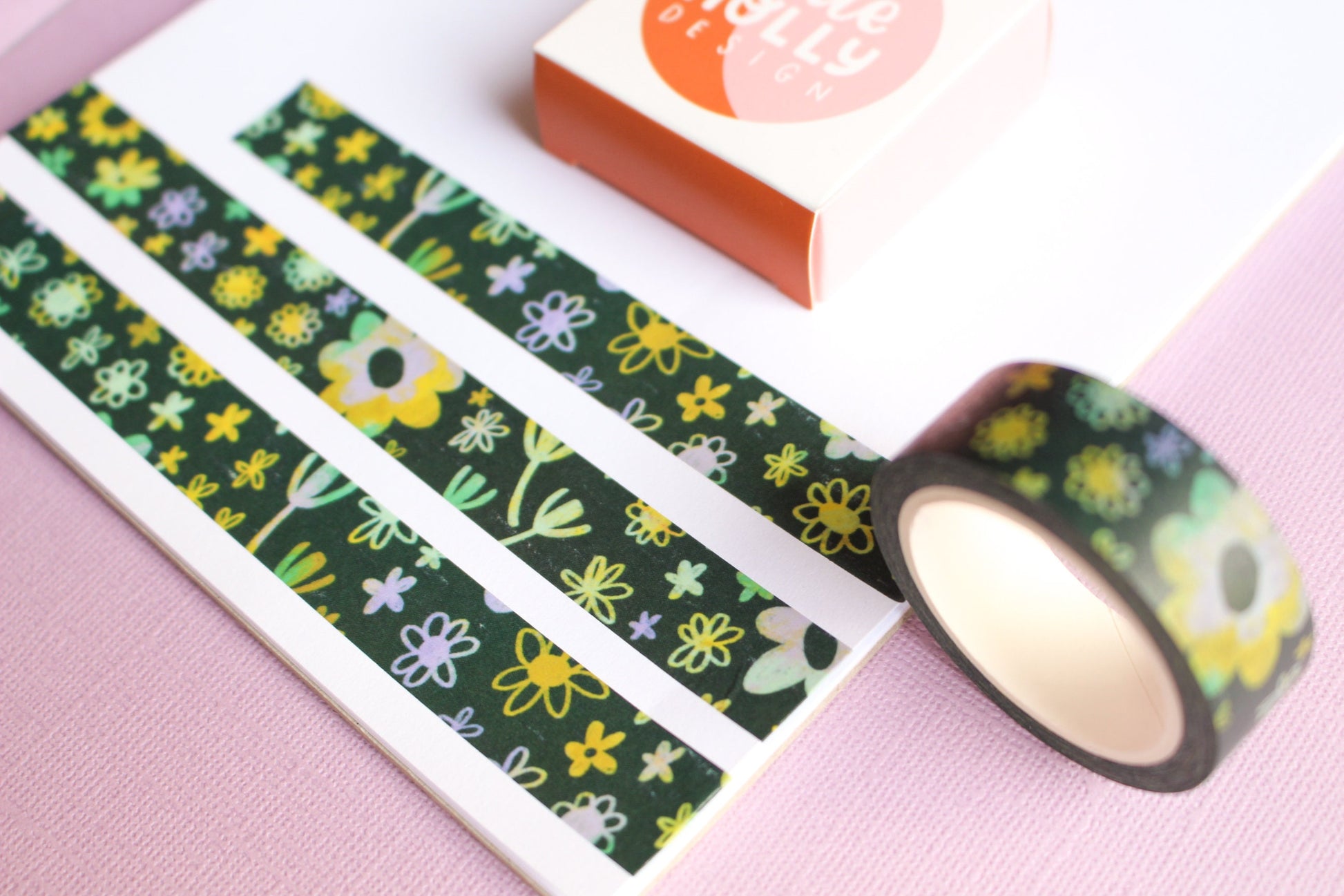 Green Floral Scribble Washi Tape - Decorative Tape