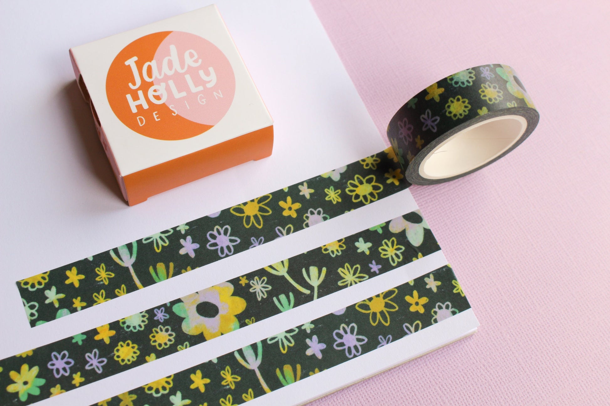Green Floral Scribble Washi Tape - Decorative Tape