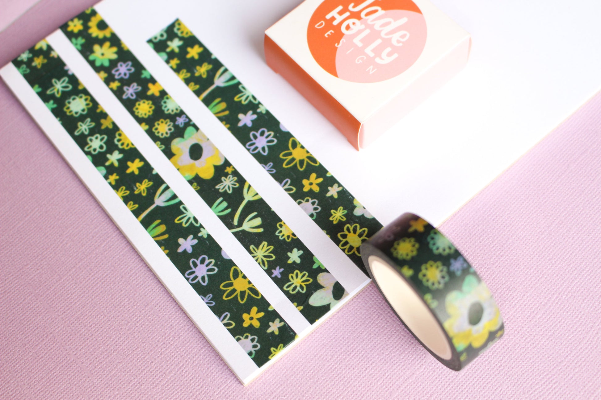Green Floral Scribble Washi Tape - Decorative Tape