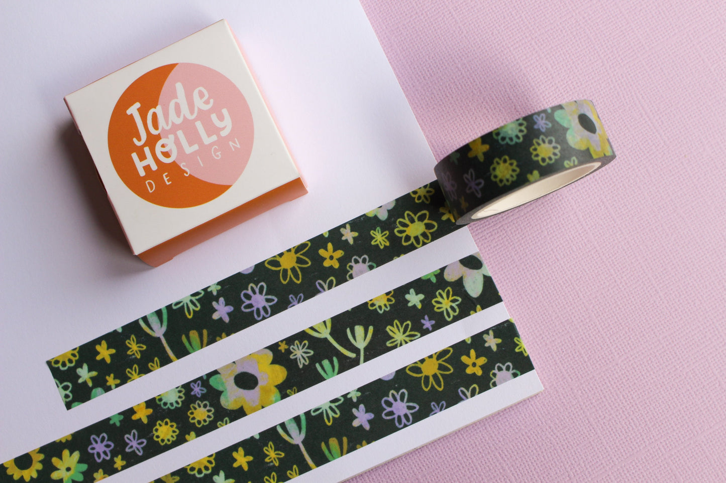 Green Floral Scribble Washi Tape - Decorative Tape