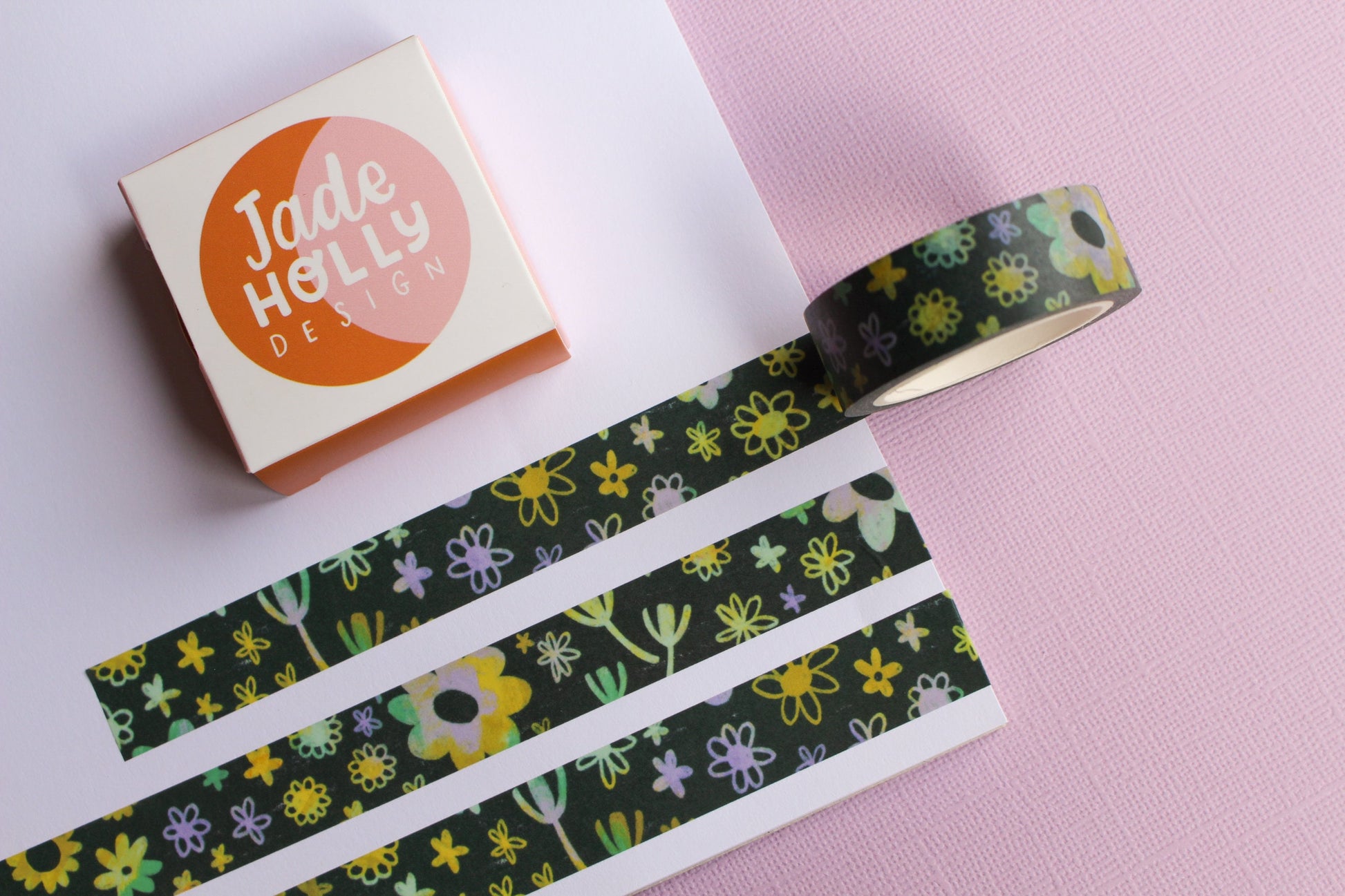 Green Floral Scribble Washi Tape - Decorative Tape
