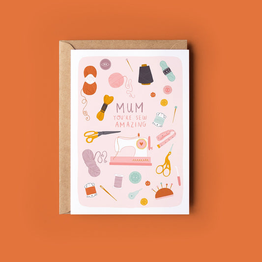 Crafty Mum Mother's Day Card | Sewing & Knitting Design