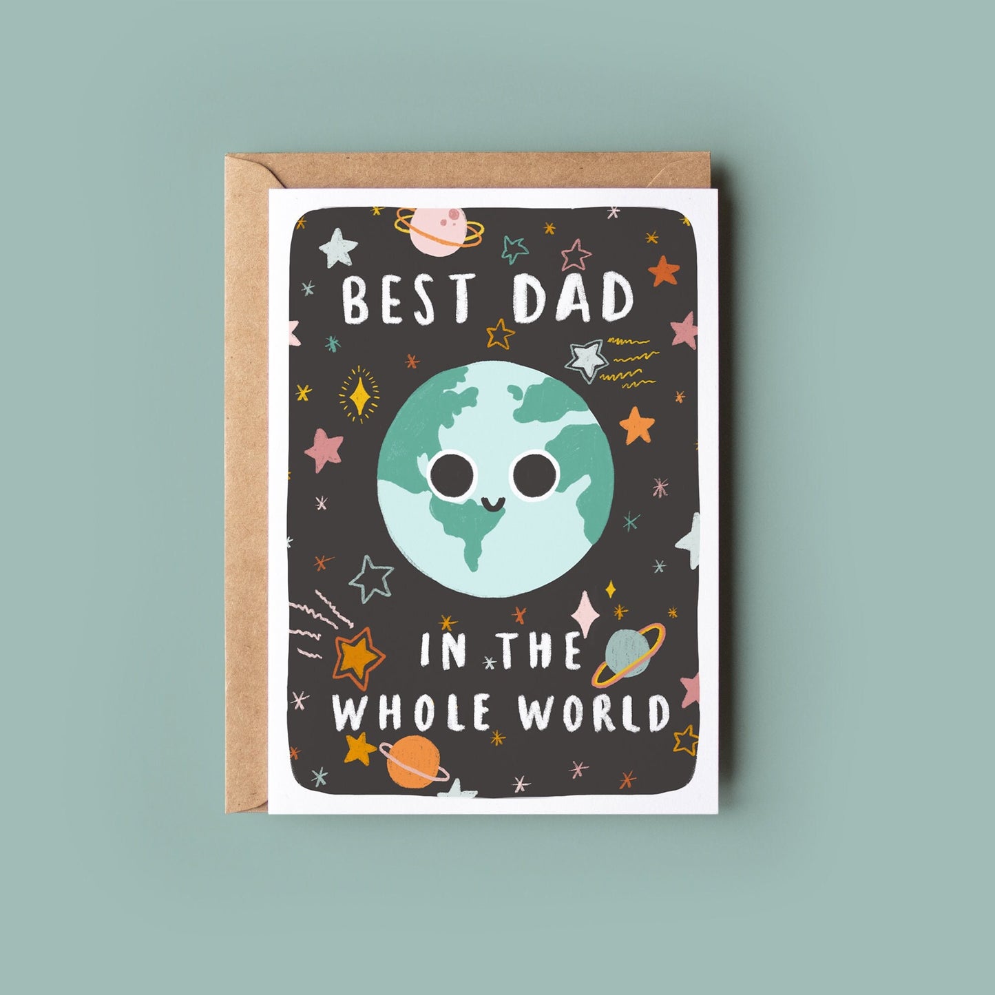 Dad in the World Card | Space Theme Father's Day