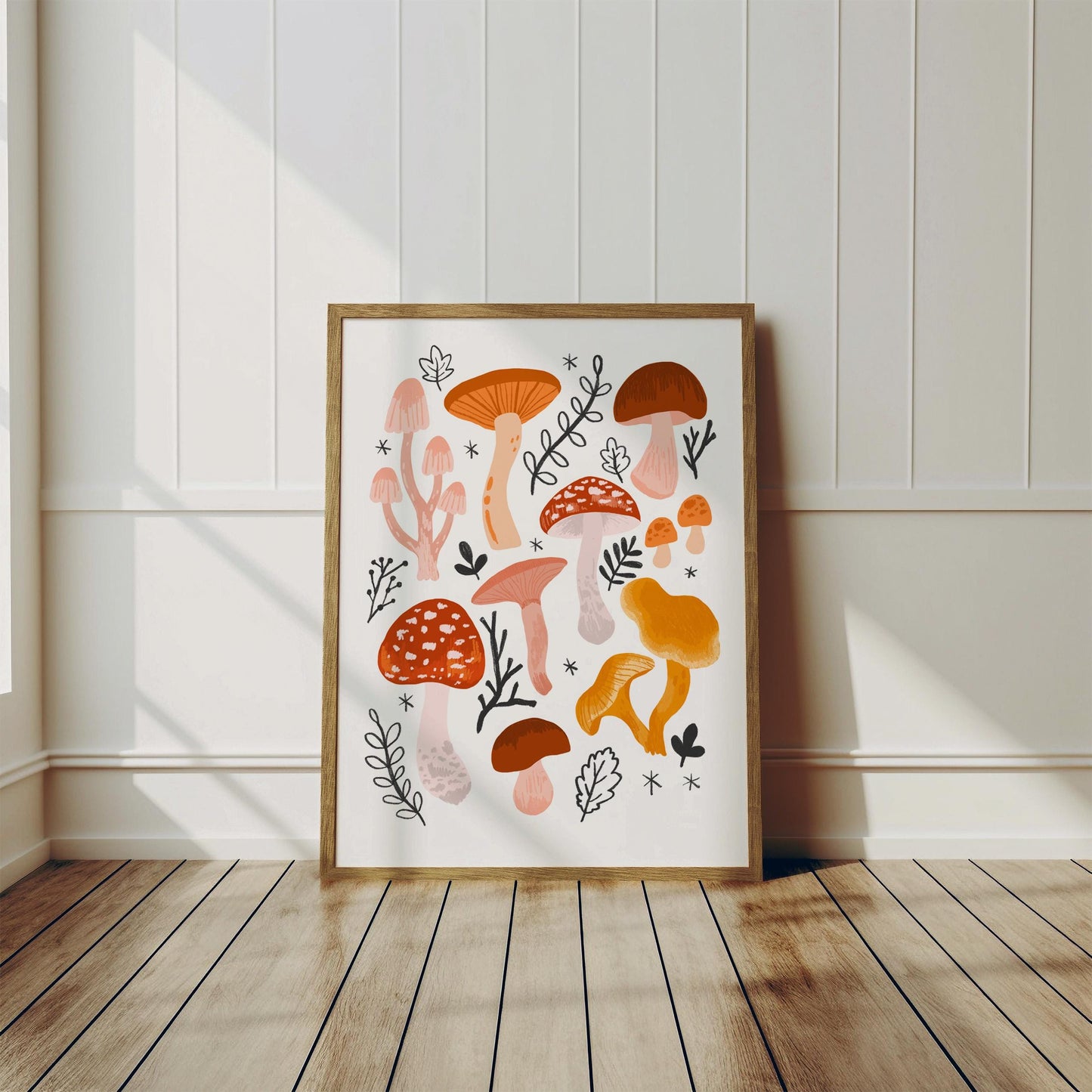 Autumn Mushroom Art Print | Botanical Forest, Cottagecore Decor