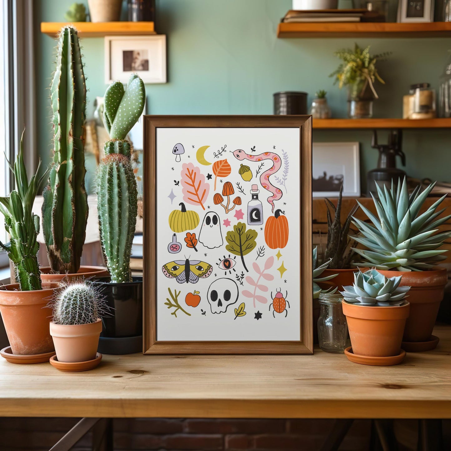 Pastel Halloween Print – Cute Spooky Season Illustration (A5, A4, A3)