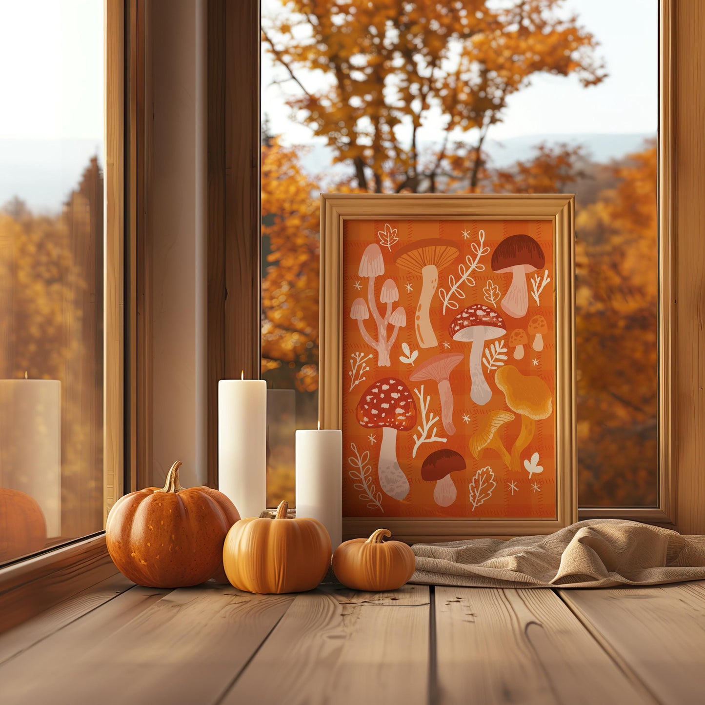 Autumn Mushroom Print - Cosy, Hygge, Witchy Magical, Autumnal - A5 or A4