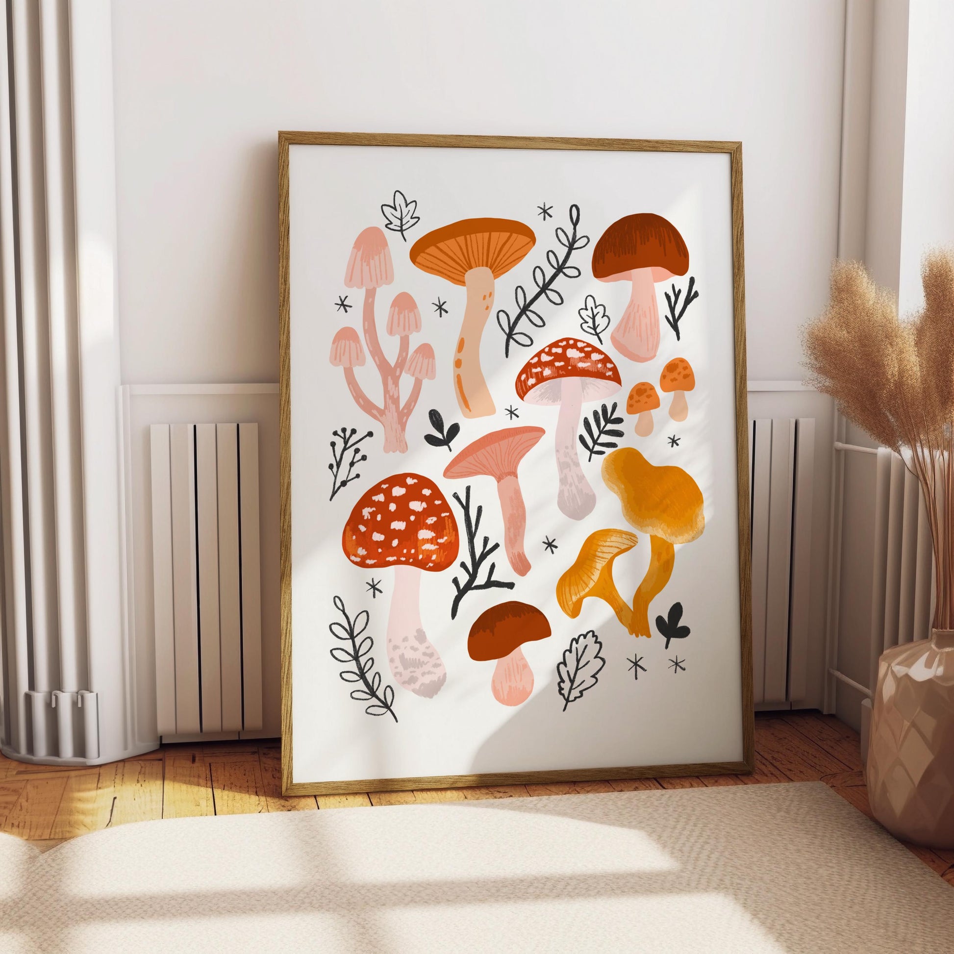 Autumn Mushroom Art Print | Botanical Forest, Cottagecore Decor