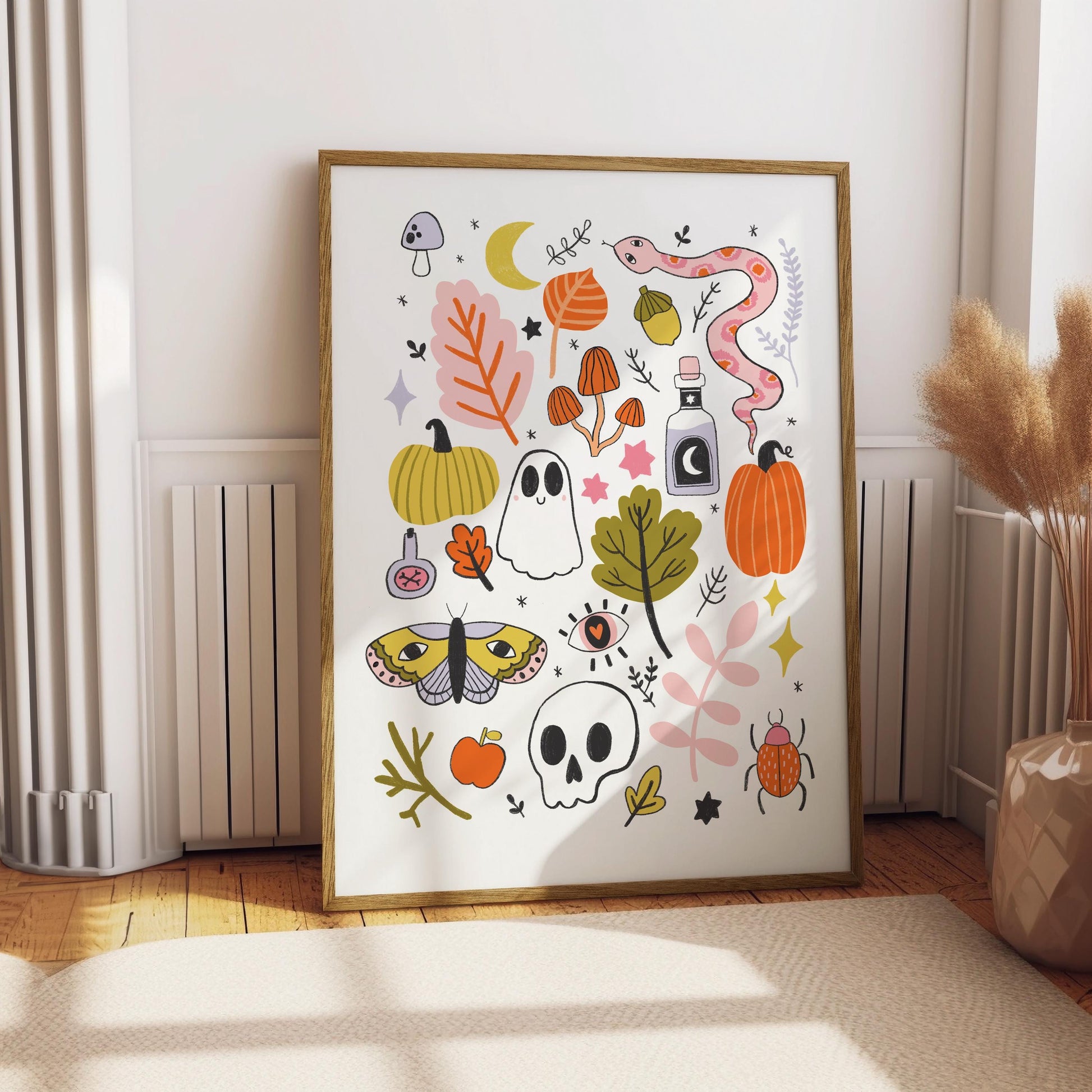 Pastel Halloween Print – Cute Spooky Season Illustration (A5, A4, A3)