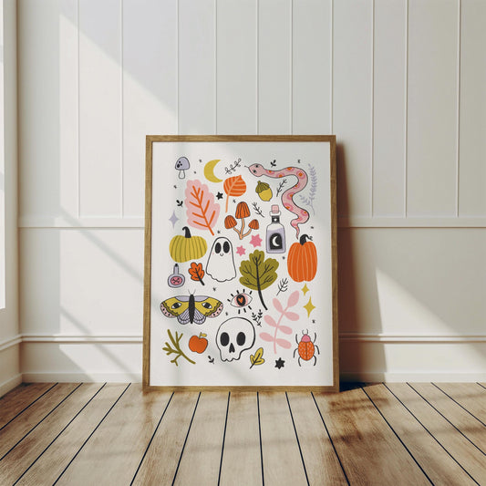 Pastel Halloween Print – Cute Spooky Season Illustration (A5, A4, A3)