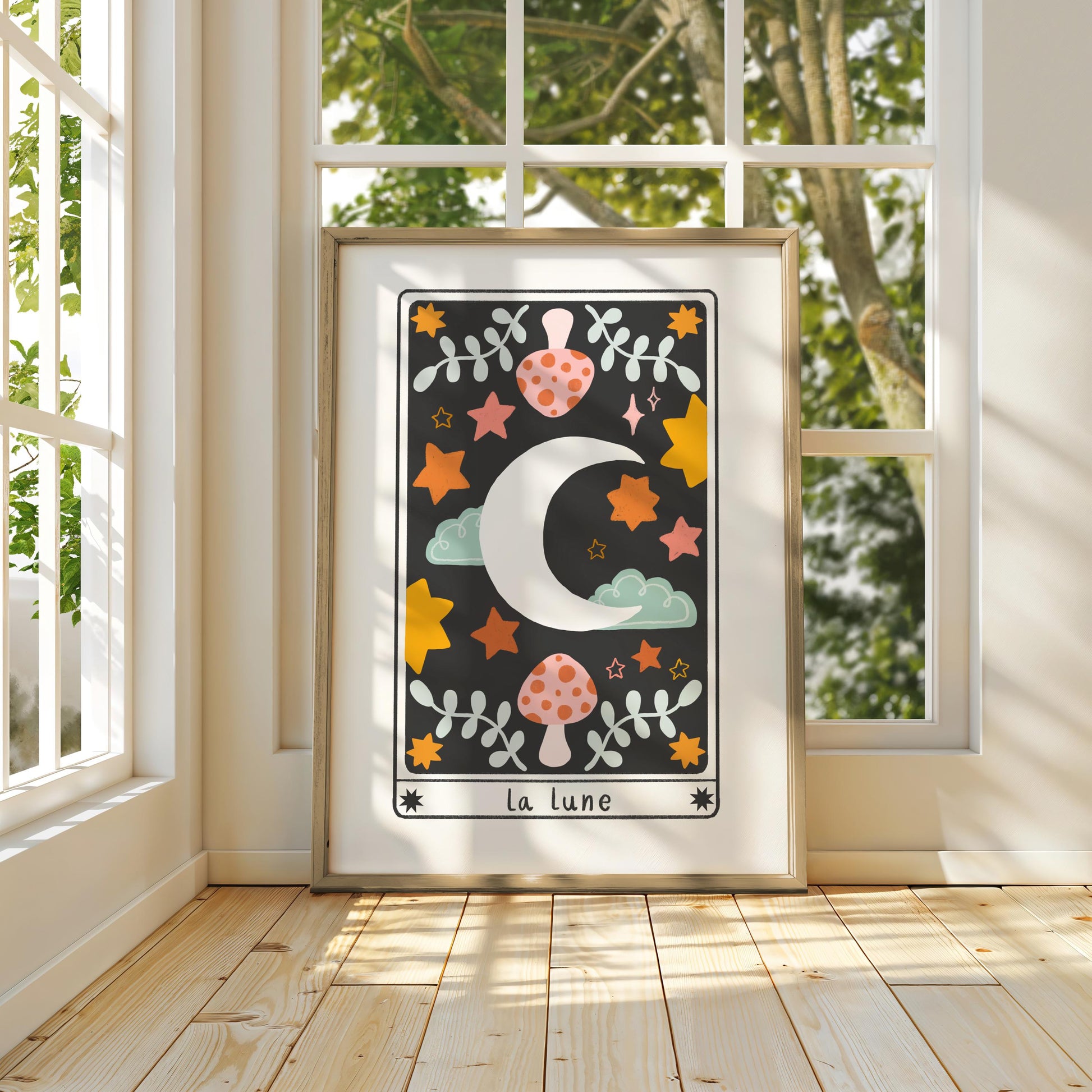 Moon Tarot Card Art Print – Whimsical Celestial Nursery Decor (A4 or A5)