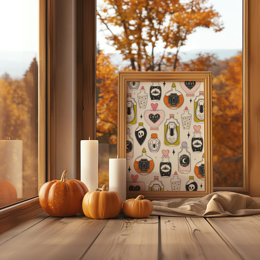 Pastel Halloween Potions Print – Witchy Spooky Season Art