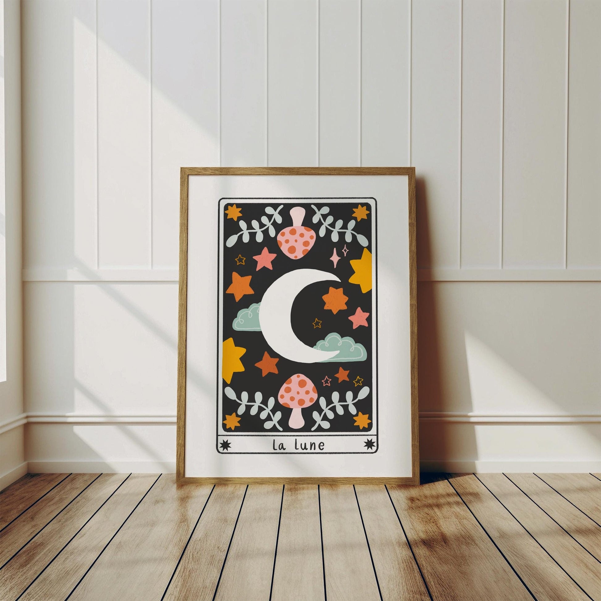 Moon Tarot Card Art Print – Whimsical Celestial Nursery Decor (A4 or A5)