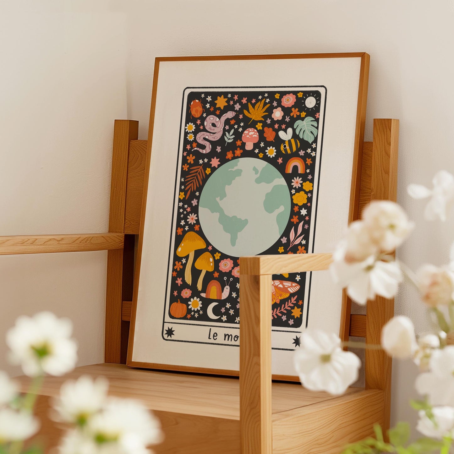 World Tarot Card Art Print - Witchy Celestial Decor