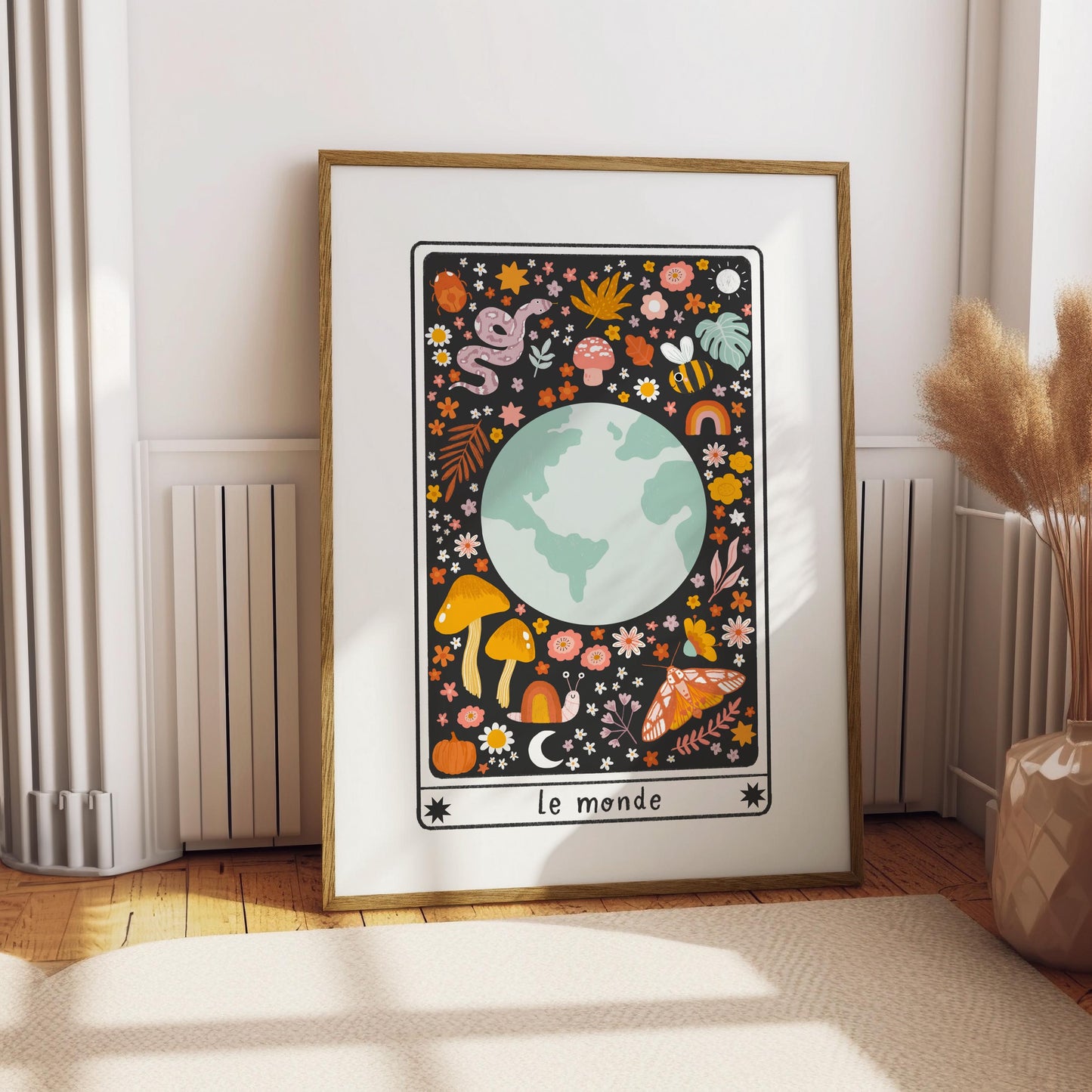 World Tarot Card Art Print - Witchy Celestial Decor
