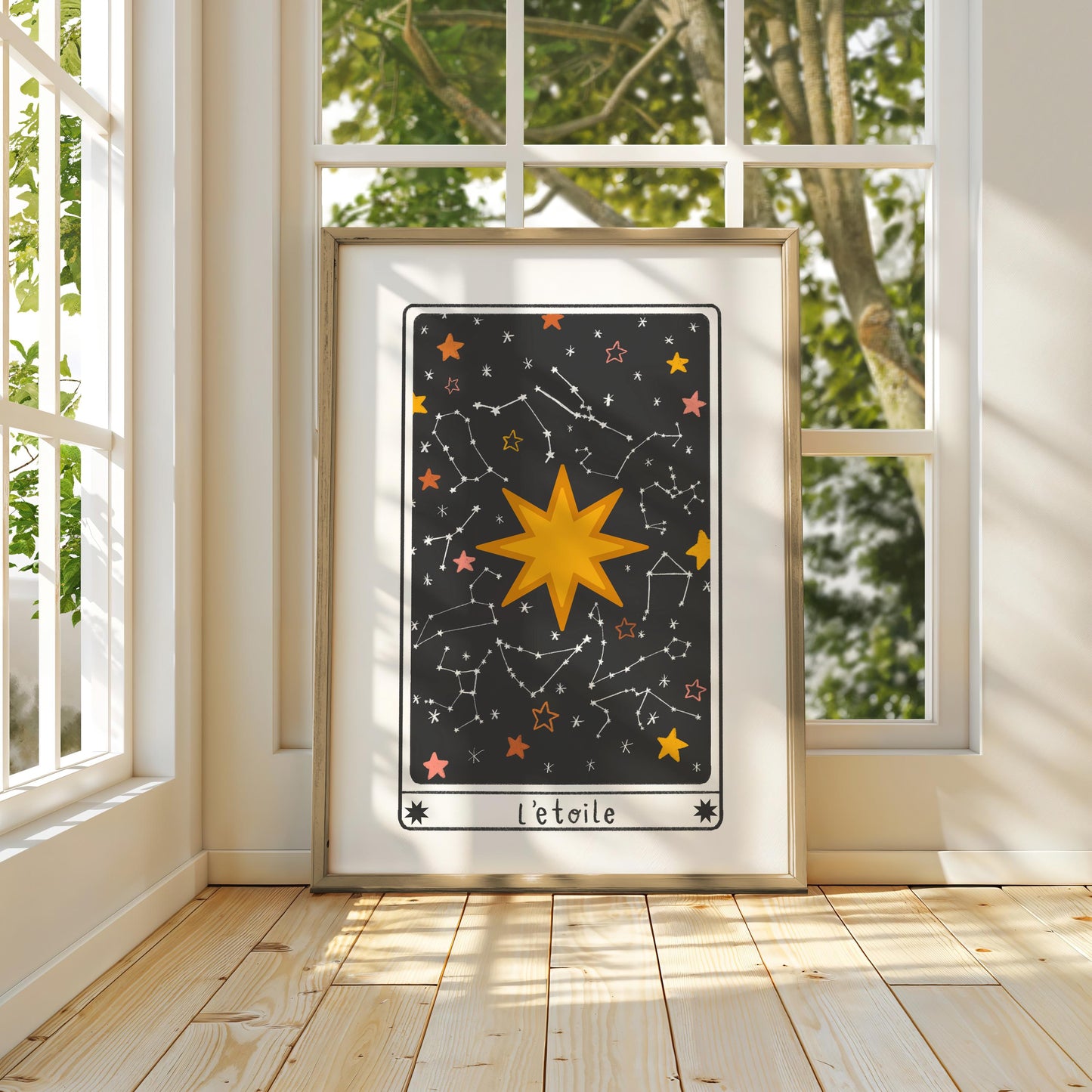 Star Tarot Card Art Print – Gothic Witchy Celestial Wall Decor
