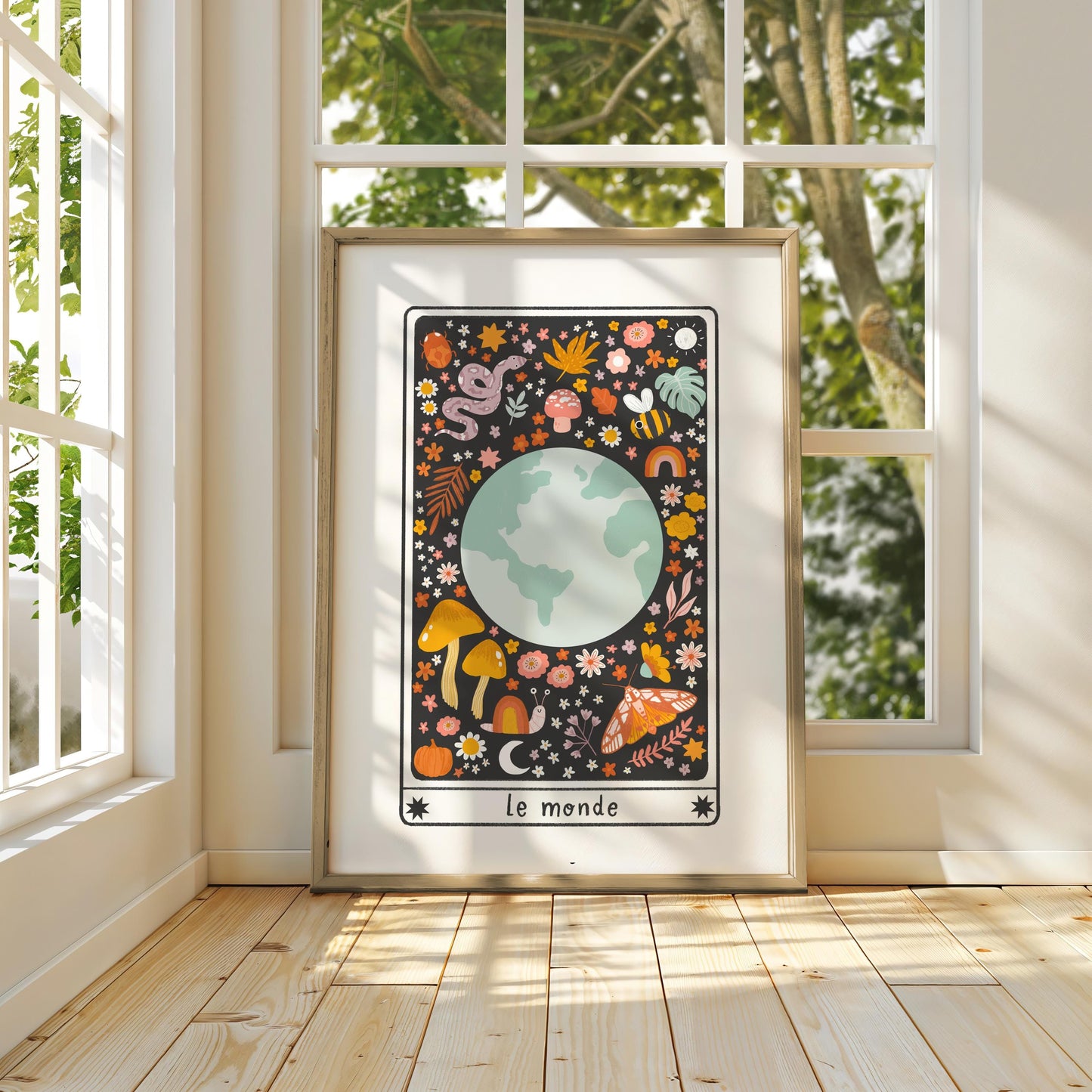World Tarot Card Art Print - Witchy Celestial Decor