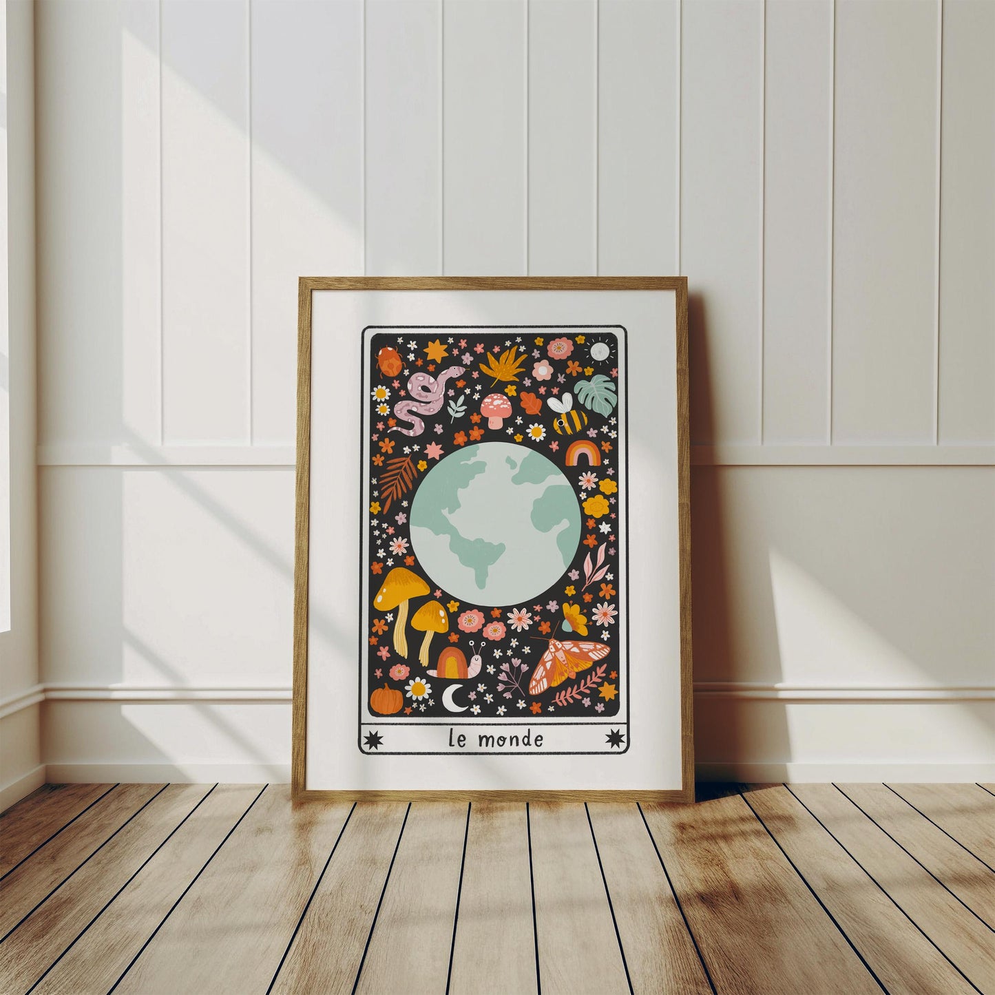 World Tarot Card Art Print - Witchy Celestial Decor