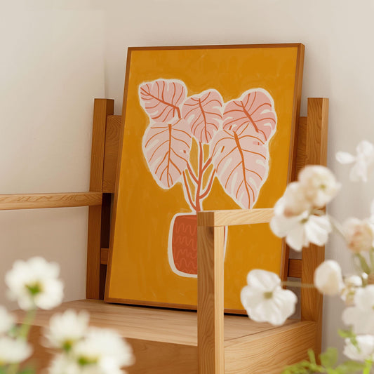 Monstera Houseplant Print - Boho Decoration, Warm Tones, Plant Lover Gift, Earthy Colours,