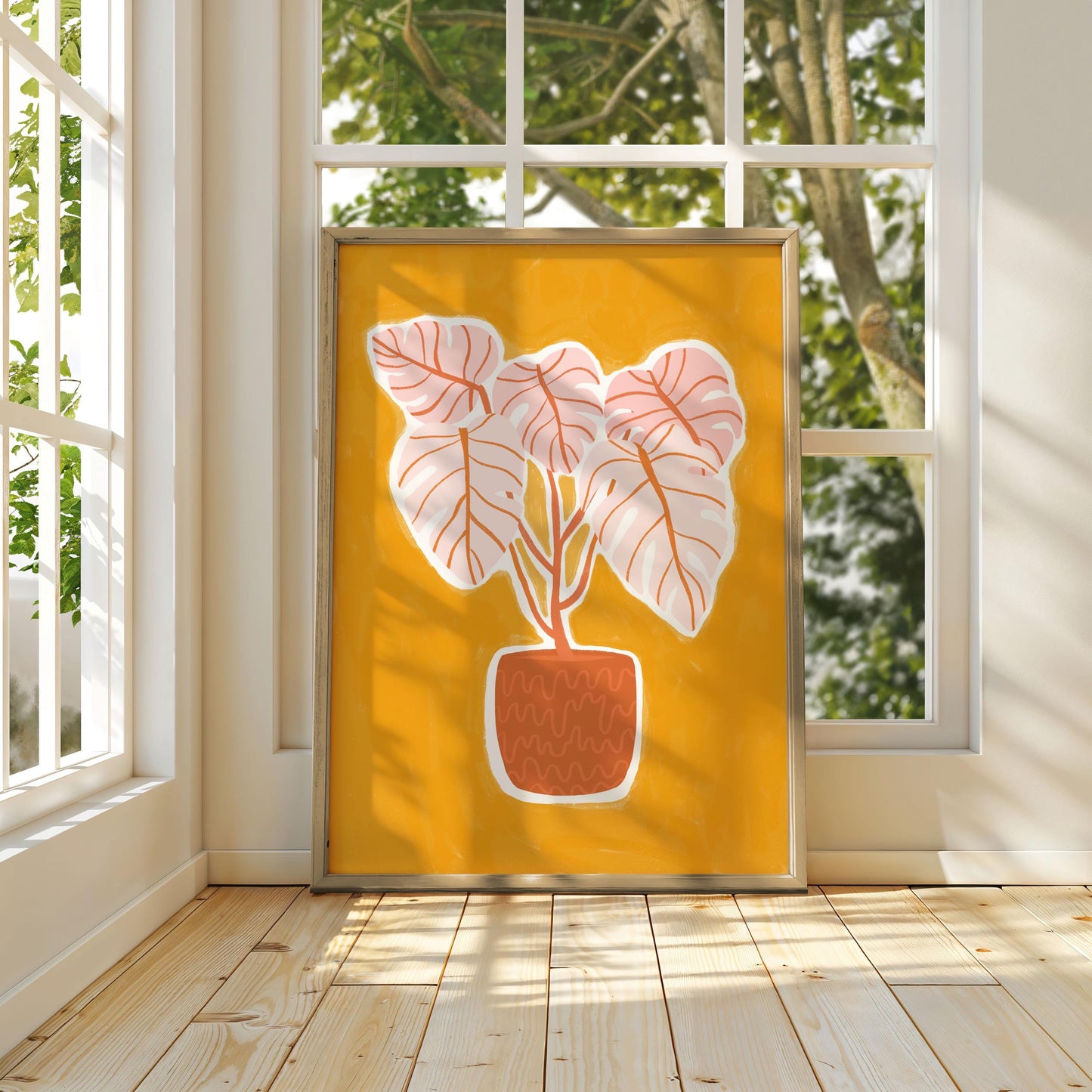 Monstera Houseplant Print - Boho Decoration, Warm Tones, Plant Lover Gift, Earthy Colours,