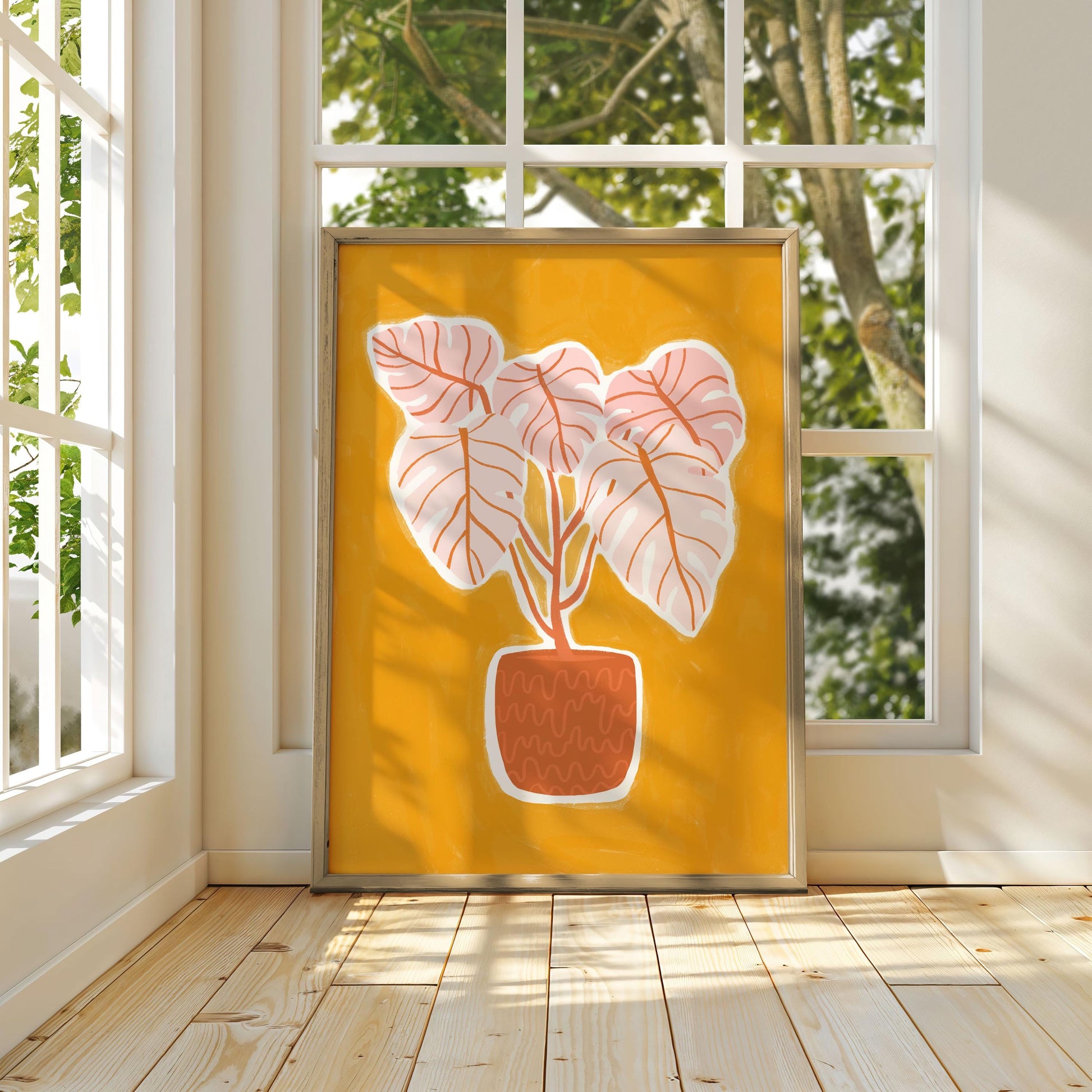 Monstera Houseplant Print - Boho Decoration, Warm Tones, Plant Lover Gift, Earthy Colours,