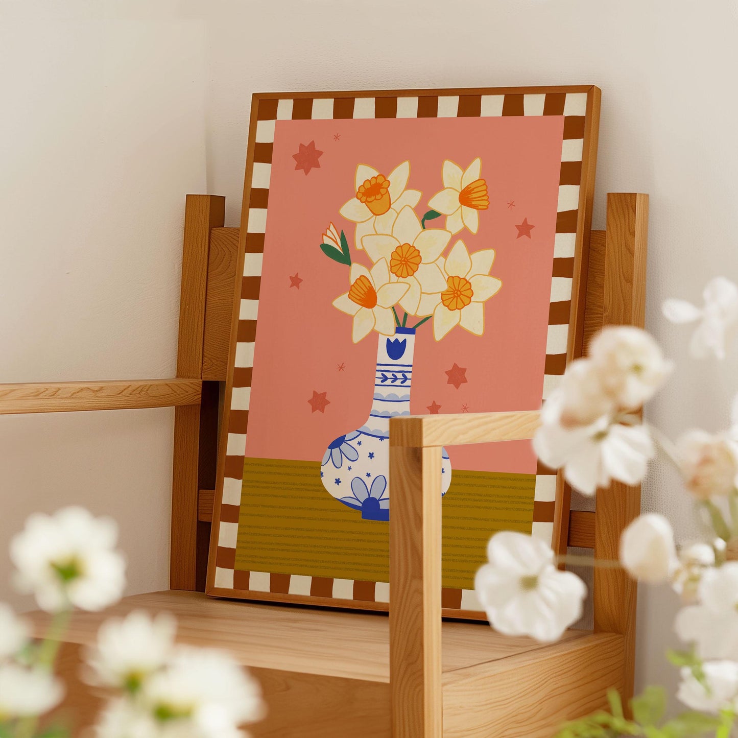 Daffodil Flower Vase Art Print – December Birth Flower (A5/A4)