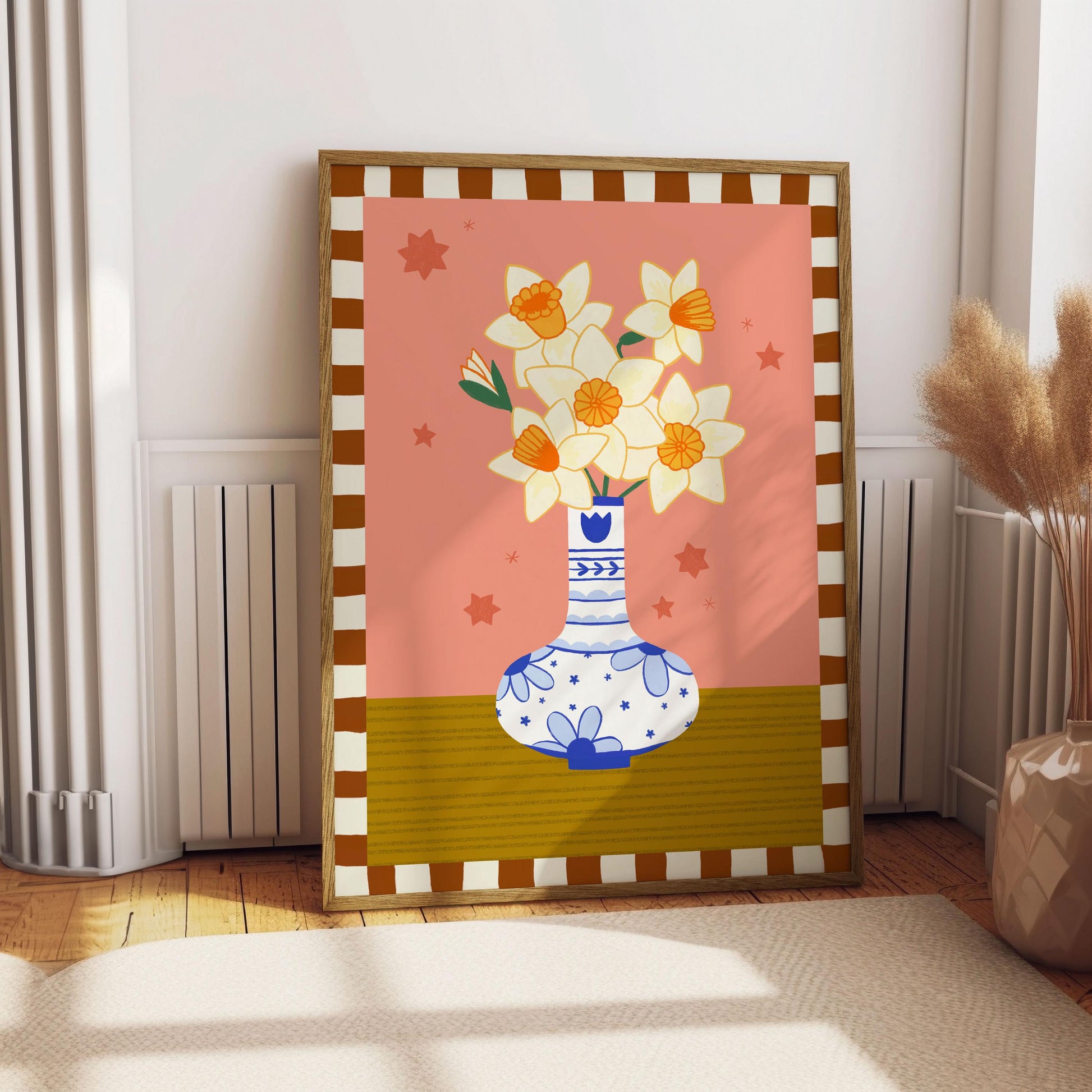 Daffodil Flower Vase Art Print – December Birth Flower (A5/A4)