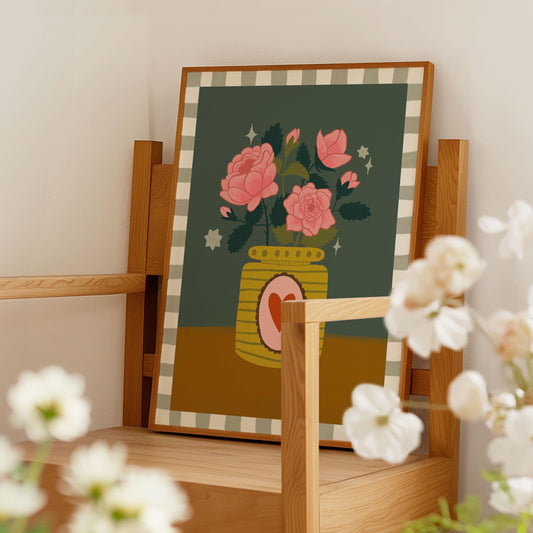 Rose Bouquet Art Print | June Birth Flower, Cottagecore Decor