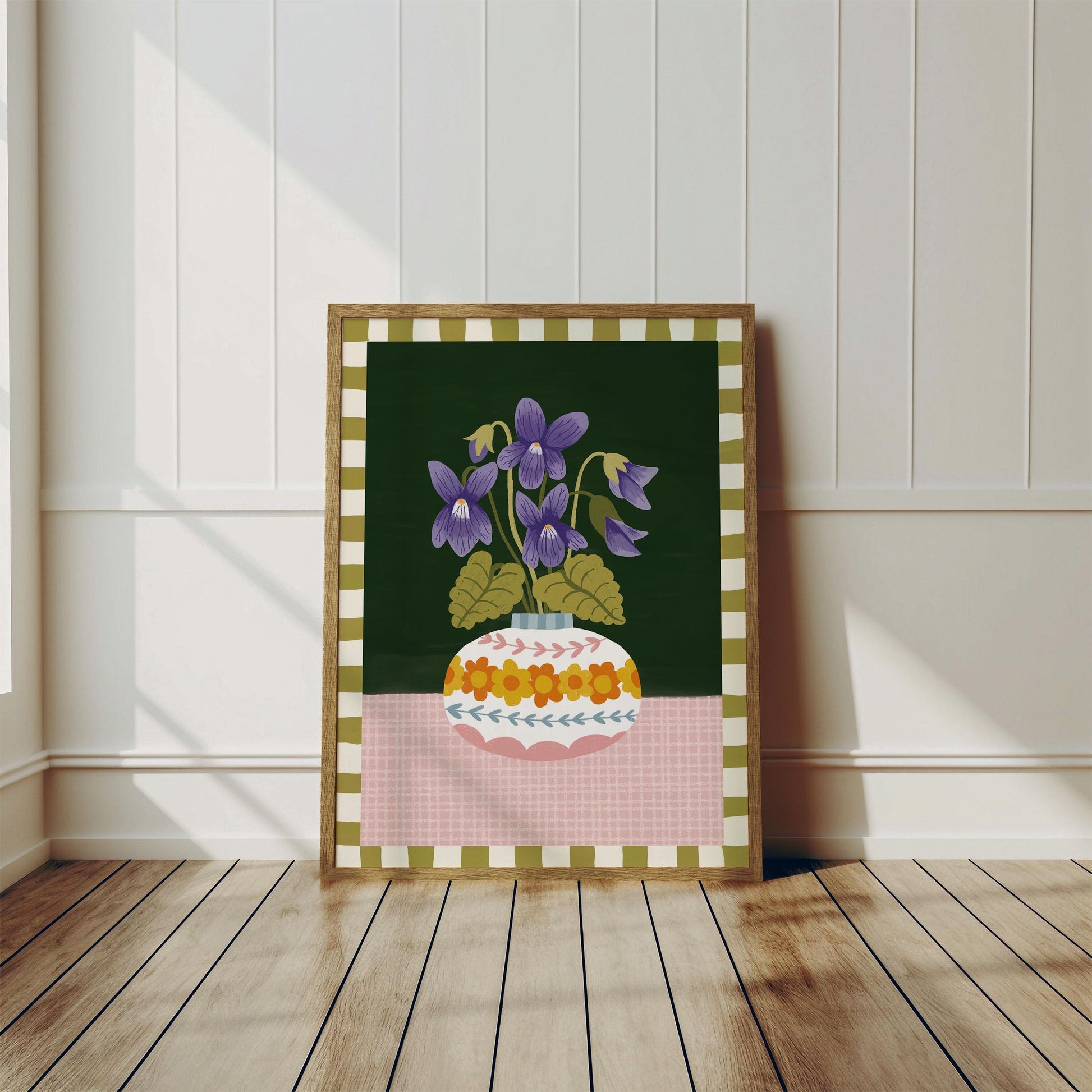 February Birth Flower Print – Violet Floral Vase Art