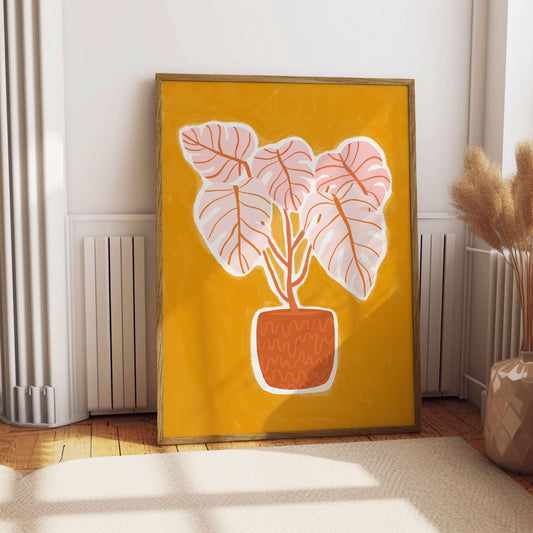 Monstera Houseplant Print - Boho Decoration, Warm Tones, Plant Lover Gift, Earthy Colours,