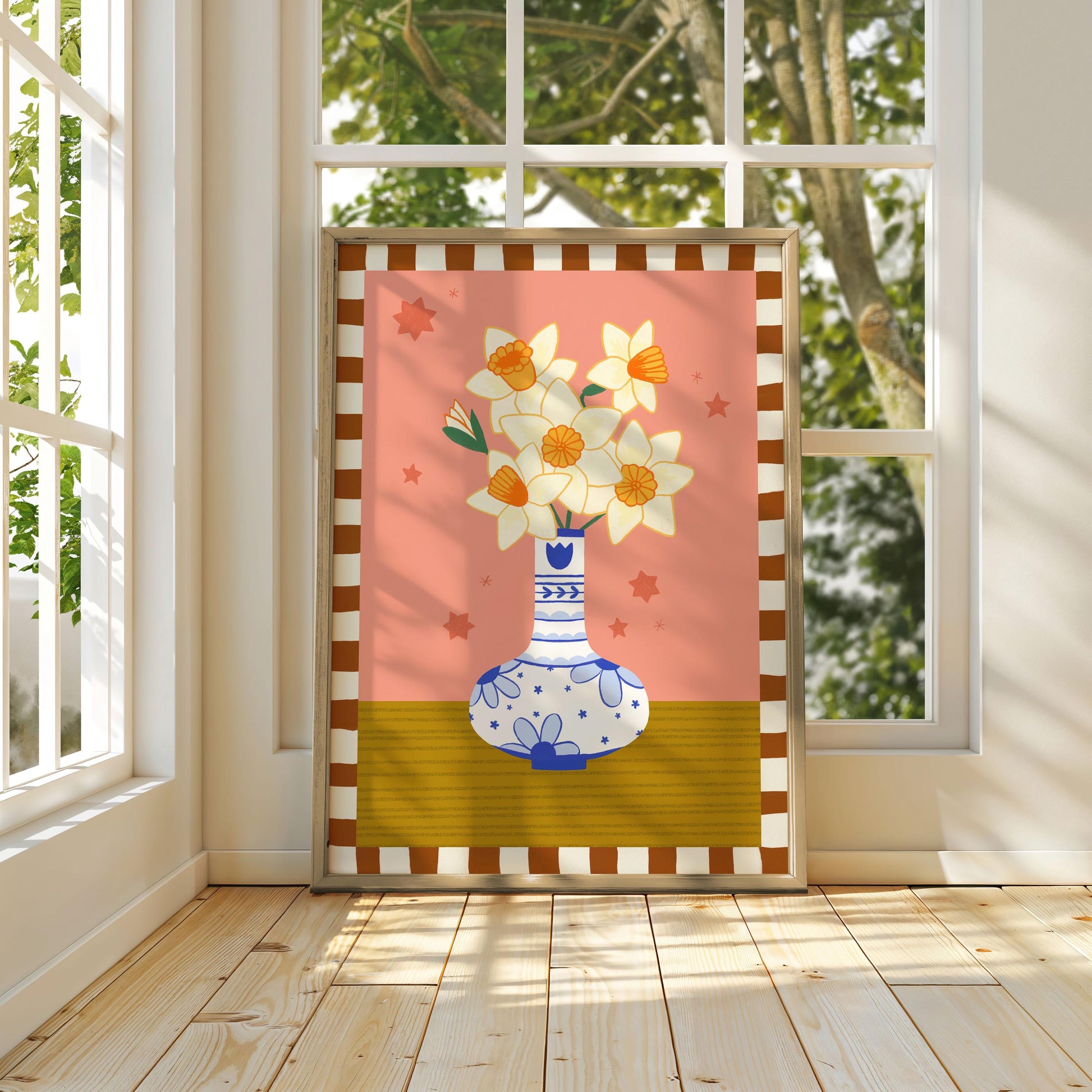 Daffodil Flower Vase Art Print – December Birth Flower (A5/A4)