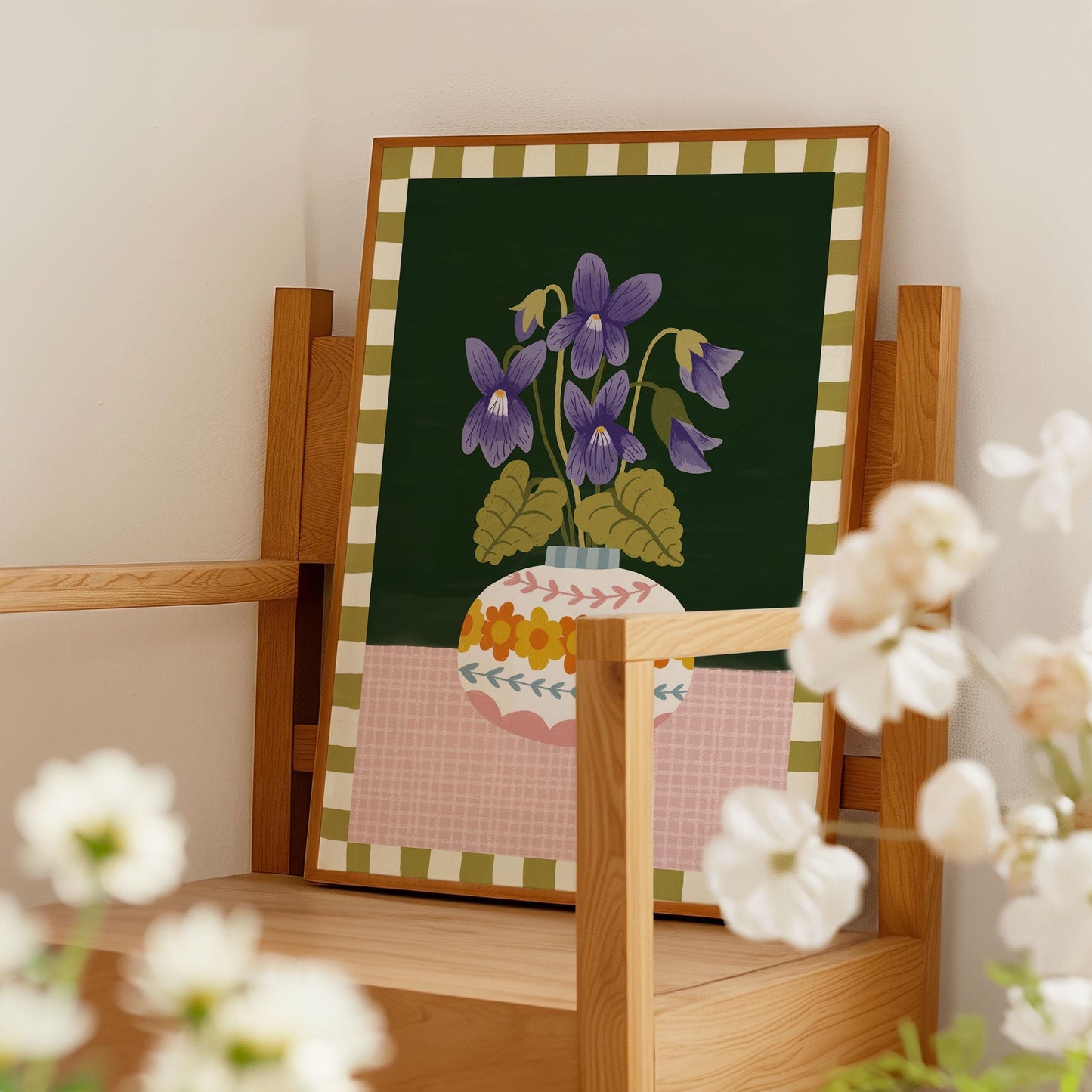 February Birth Flower Print – Violet Floral Vase Art