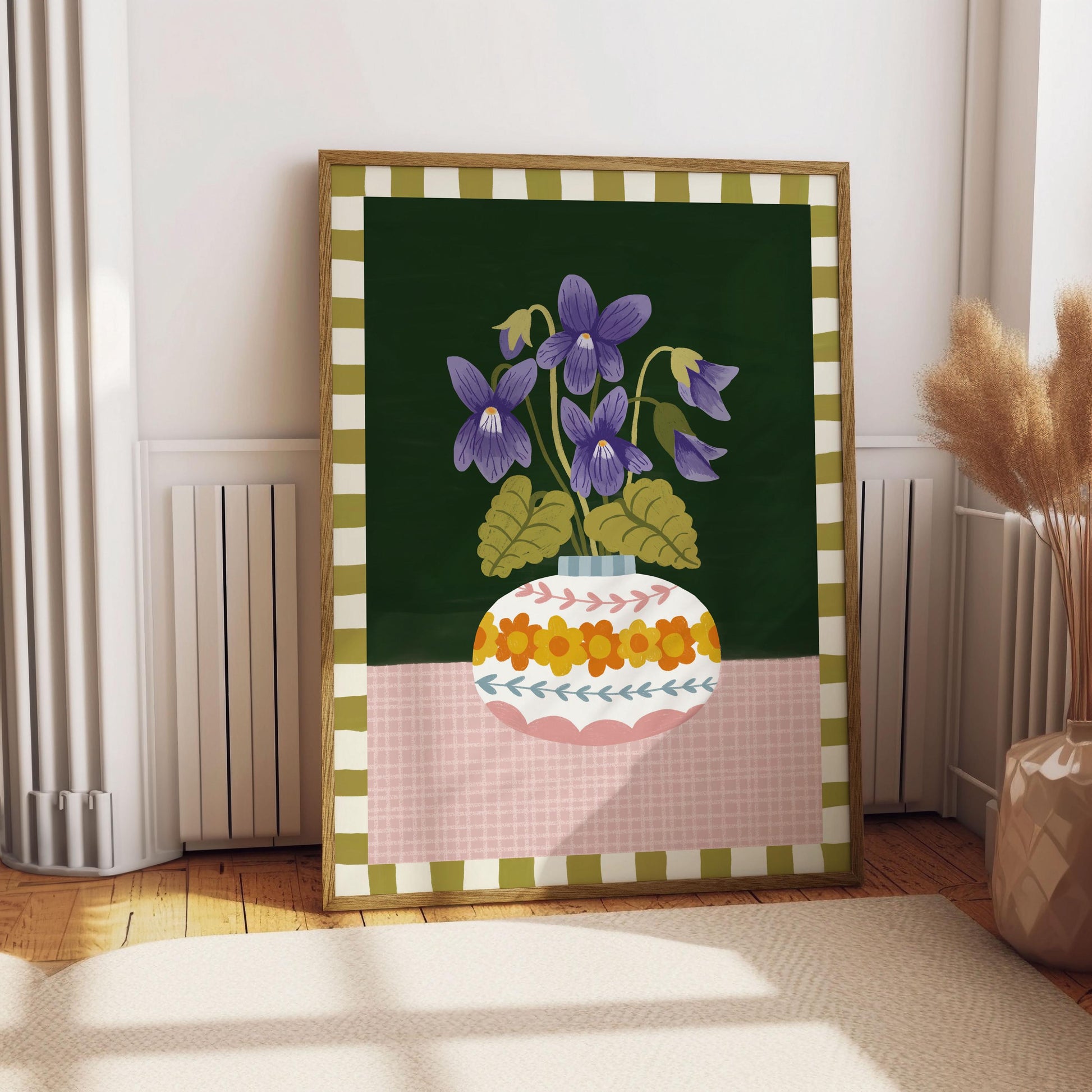 February Birth Flower Print – Violet Floral Vase Art