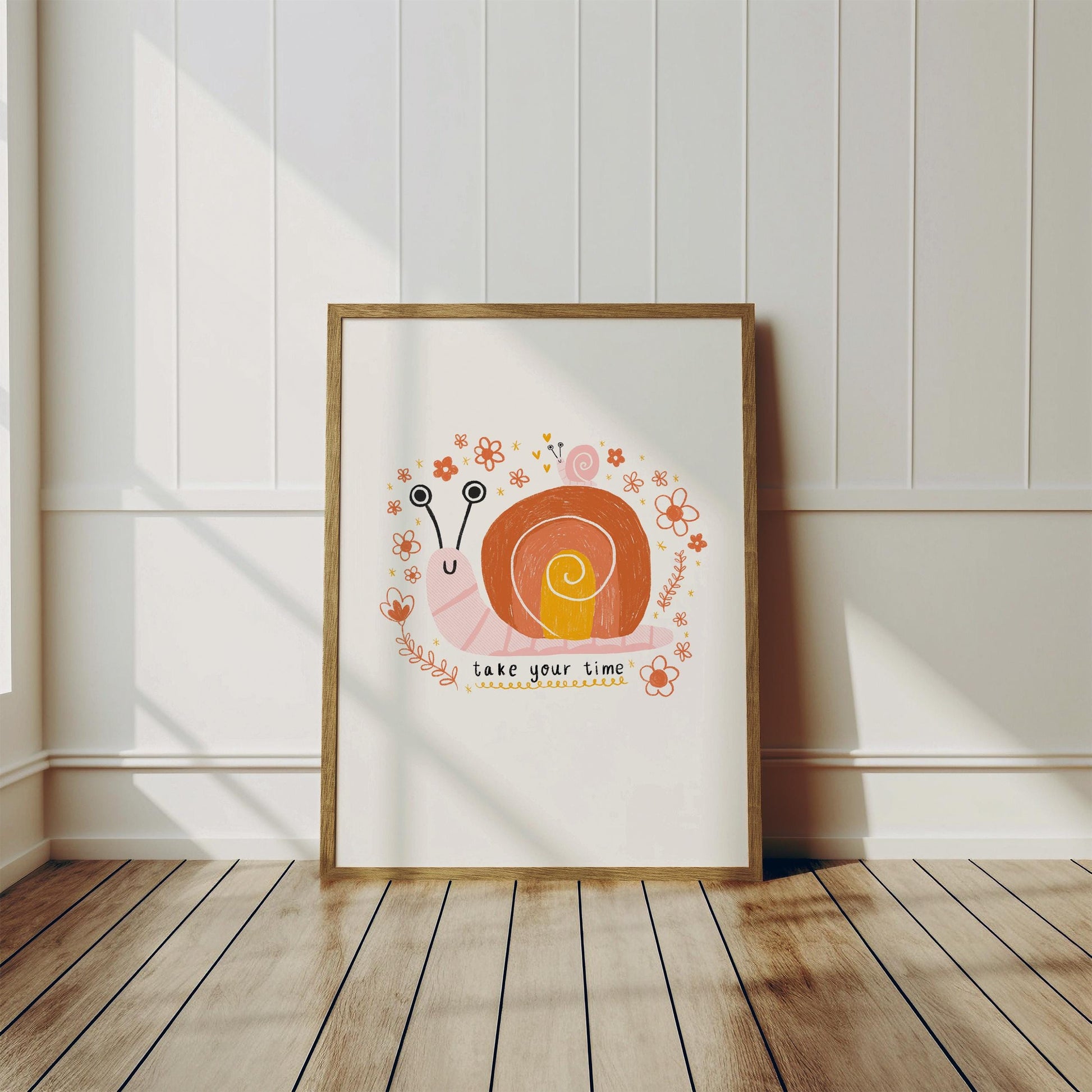 Snail 'Take Your Time' Wall Art Print - Nursery Art, Kids Room Print, Positive Art
