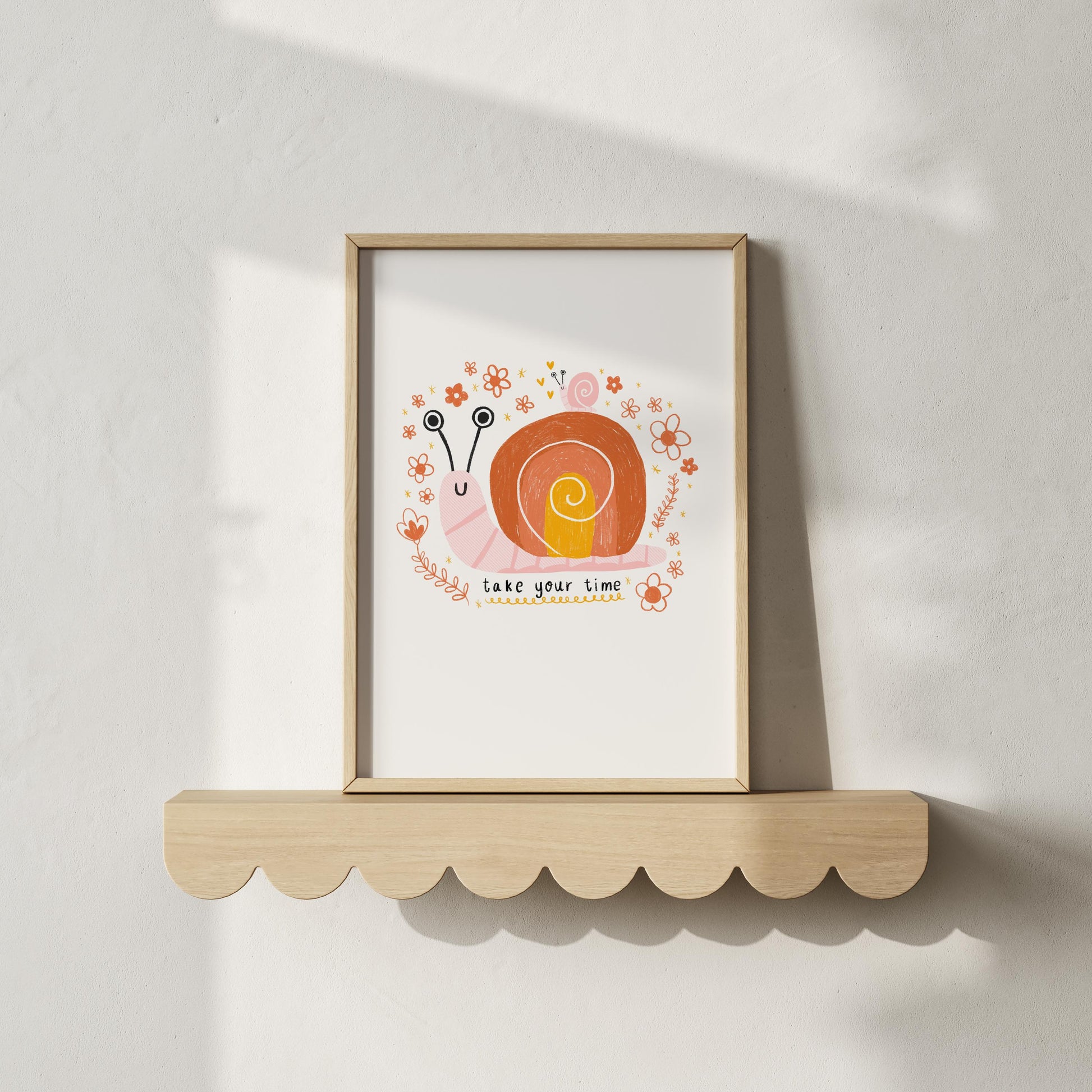 Snail 'Take Your Time' Wall Art Print - Nursery Art, Kids Room Print, Positive Art