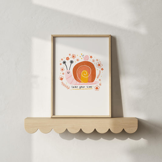 Snail 'Take Your Time' Wall Art Print - Nursery Art, Kids Room Print, Positive Art