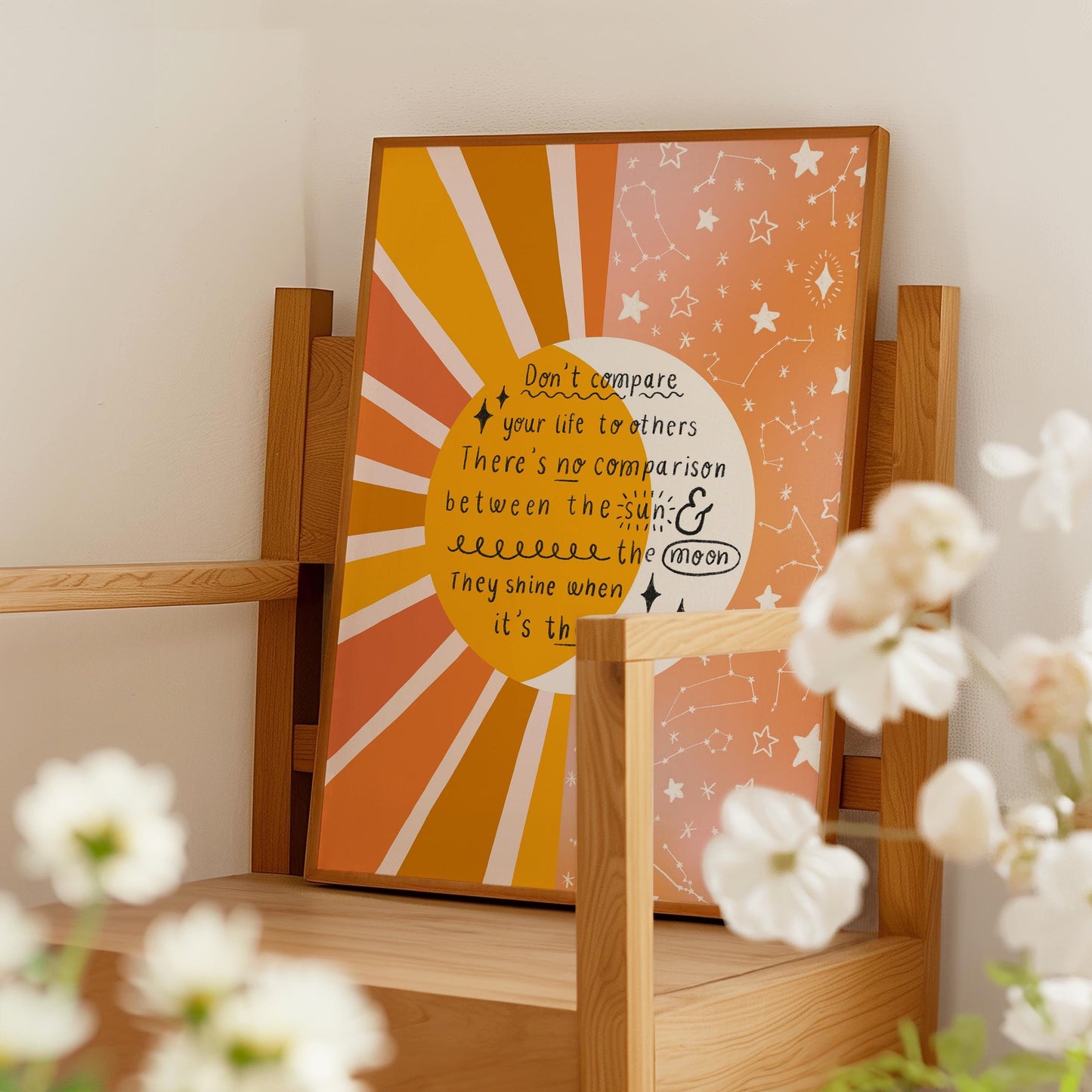 Moon & Sun Quote Wall Art Print - A5 or A4 - Celestial, Whimsical, Positive Affirmation