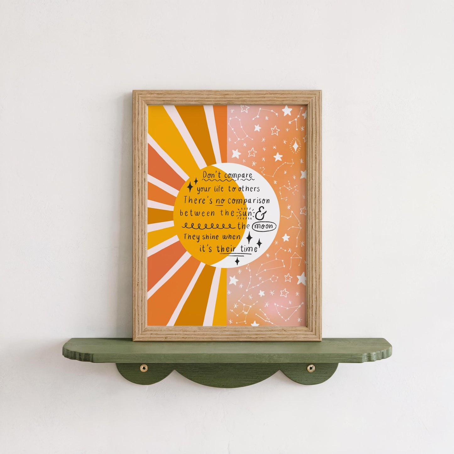 Moon & Sun Quote Wall Art Print - A5 or A4 - Celestial, Whimsical, Positive Affirmation