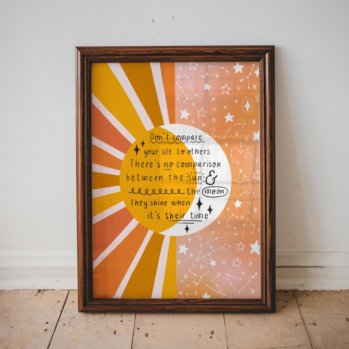 Moon & Sun Quote Wall Art Print - A5 or A4 - Celestial, Whimsical, Positive Affirmation