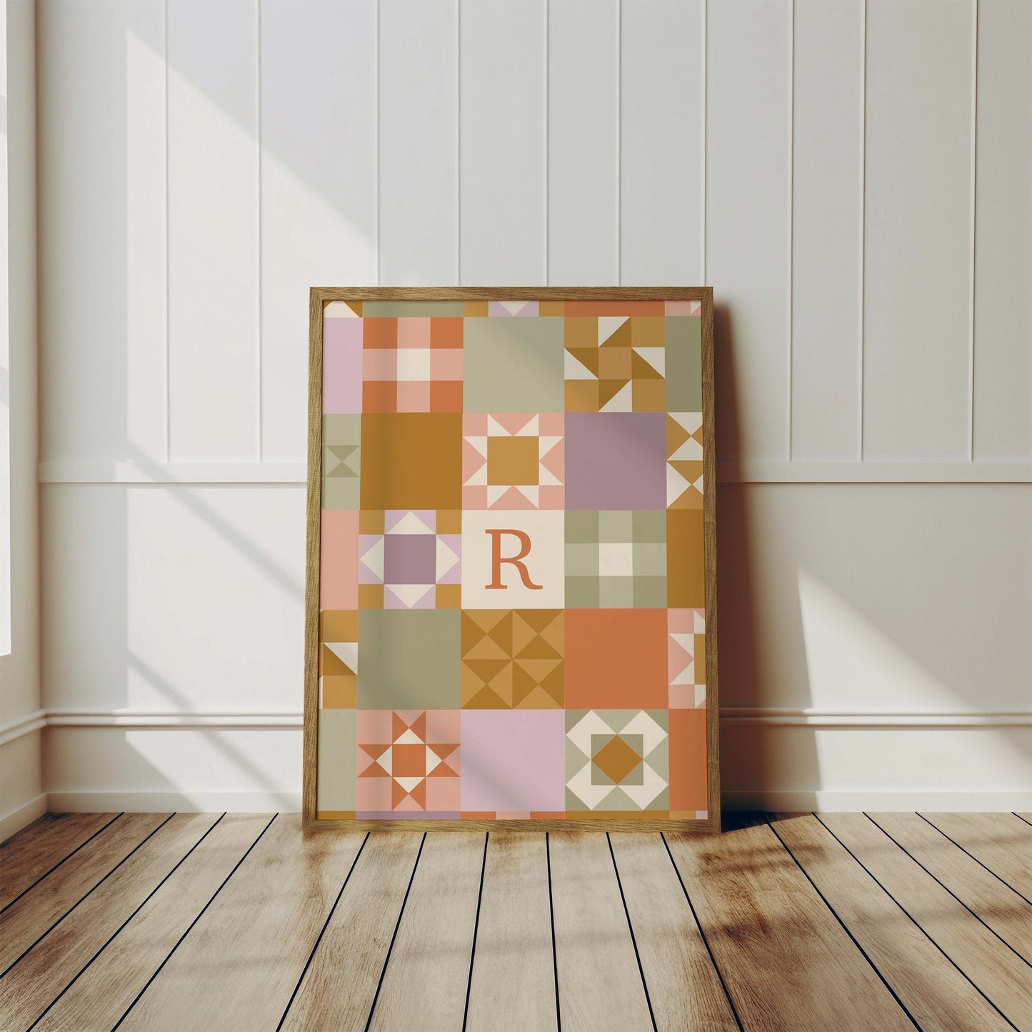 Set of 3 Personalised Floral Bug Art Prints - Nursery, Kids Room, Initial, Name, Playroom Decor, Patchwork Quilt, Folk Art, Girls Room