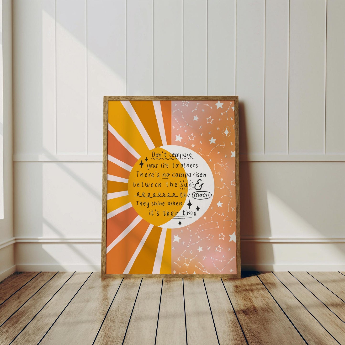Moon & Sun Quote Wall Art Print - A5 or A4 - Celestial, Whimsical, Positive Affirmation