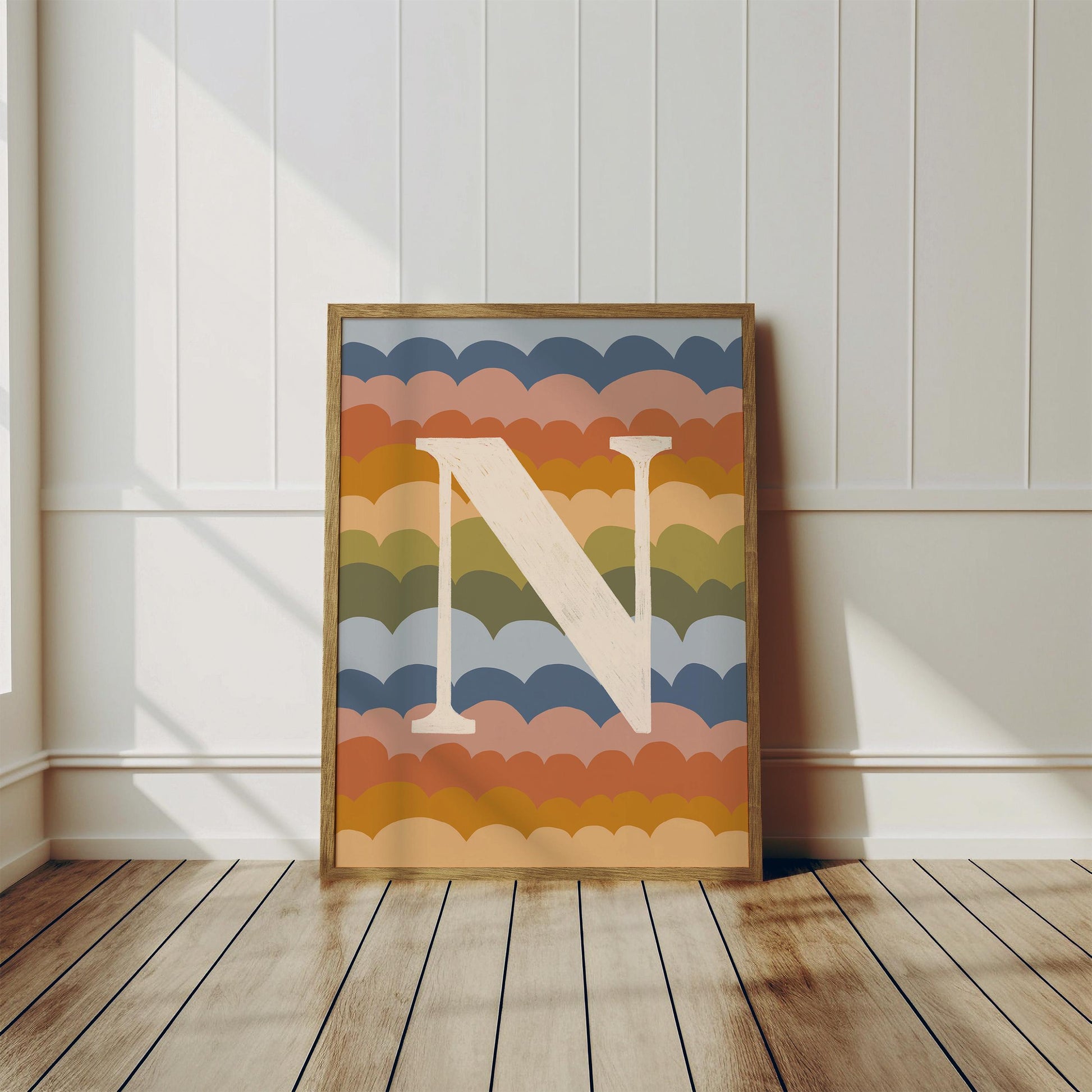 Set of 3 Personalised Retro Rainbow Space Art Prints - Nursery, Kids Room, Initial, Name, Playroom Decor, Planets,