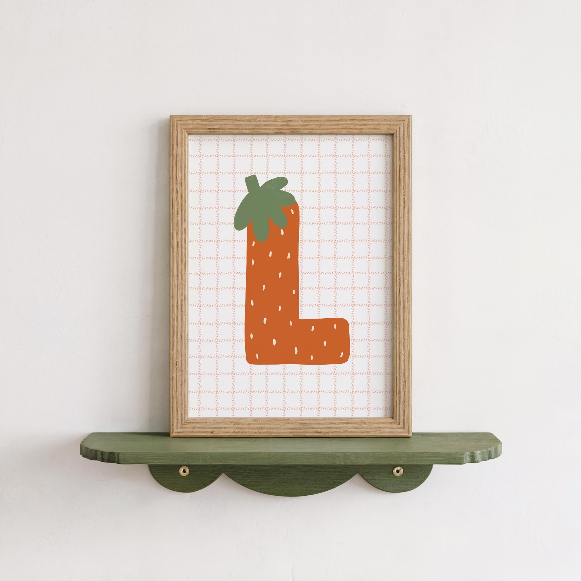 Set of 3 Personalised Strawberry Art Prints - Nursery, Kids Room, Initial, Name, Playroom Decor, Girls Room